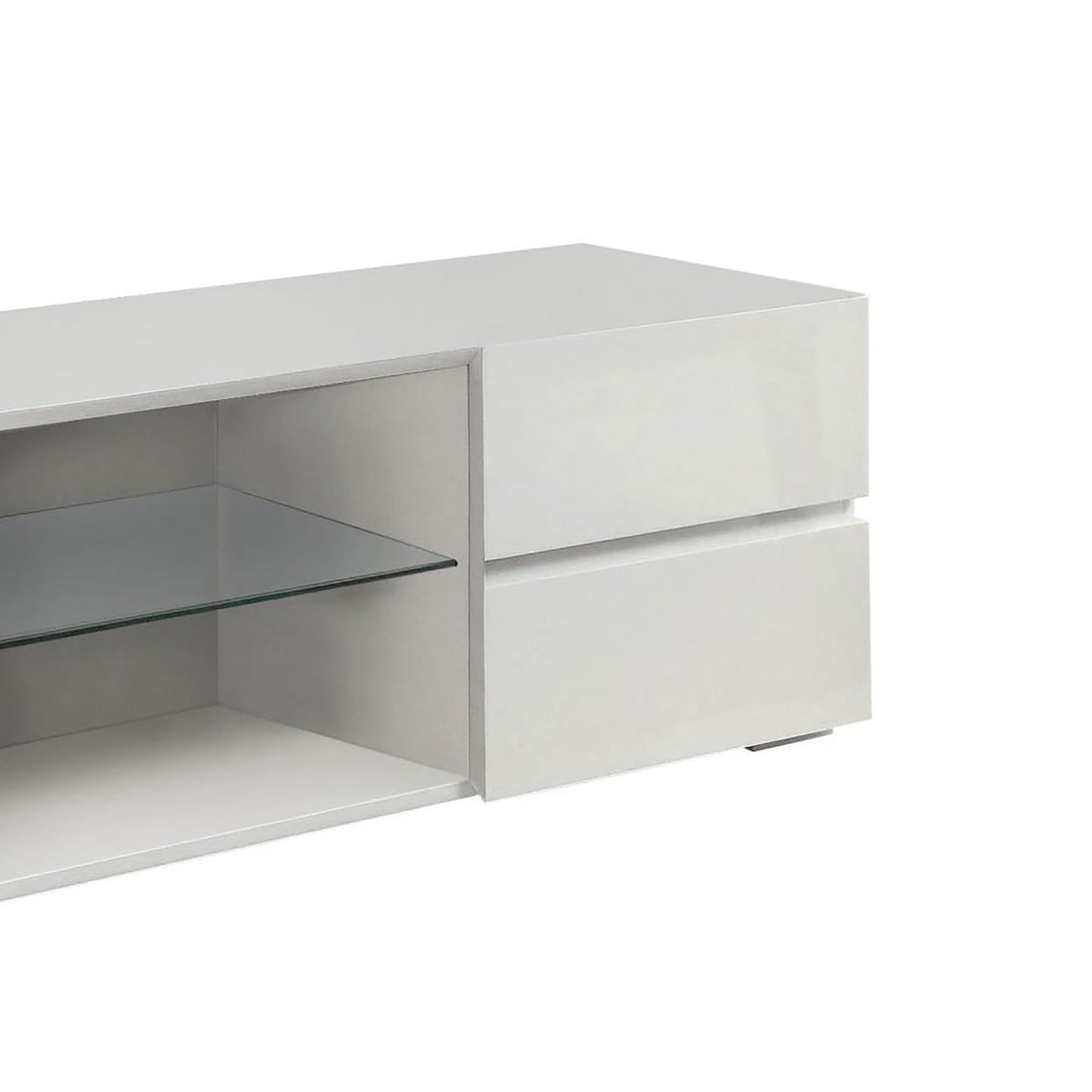 Organize Media Accessories with Glossy White 4-Drawer TV Console