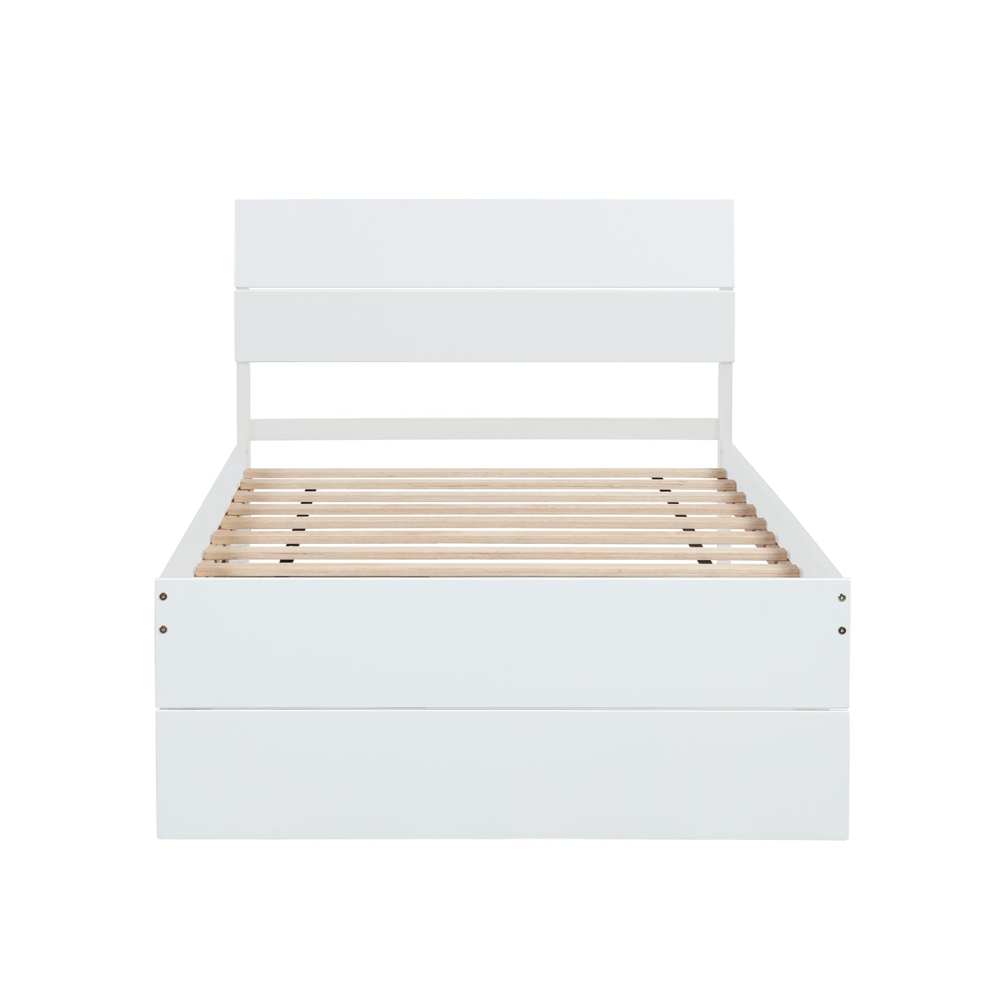 Modern white twin bed frame with slatted support ideal for childrens rooms