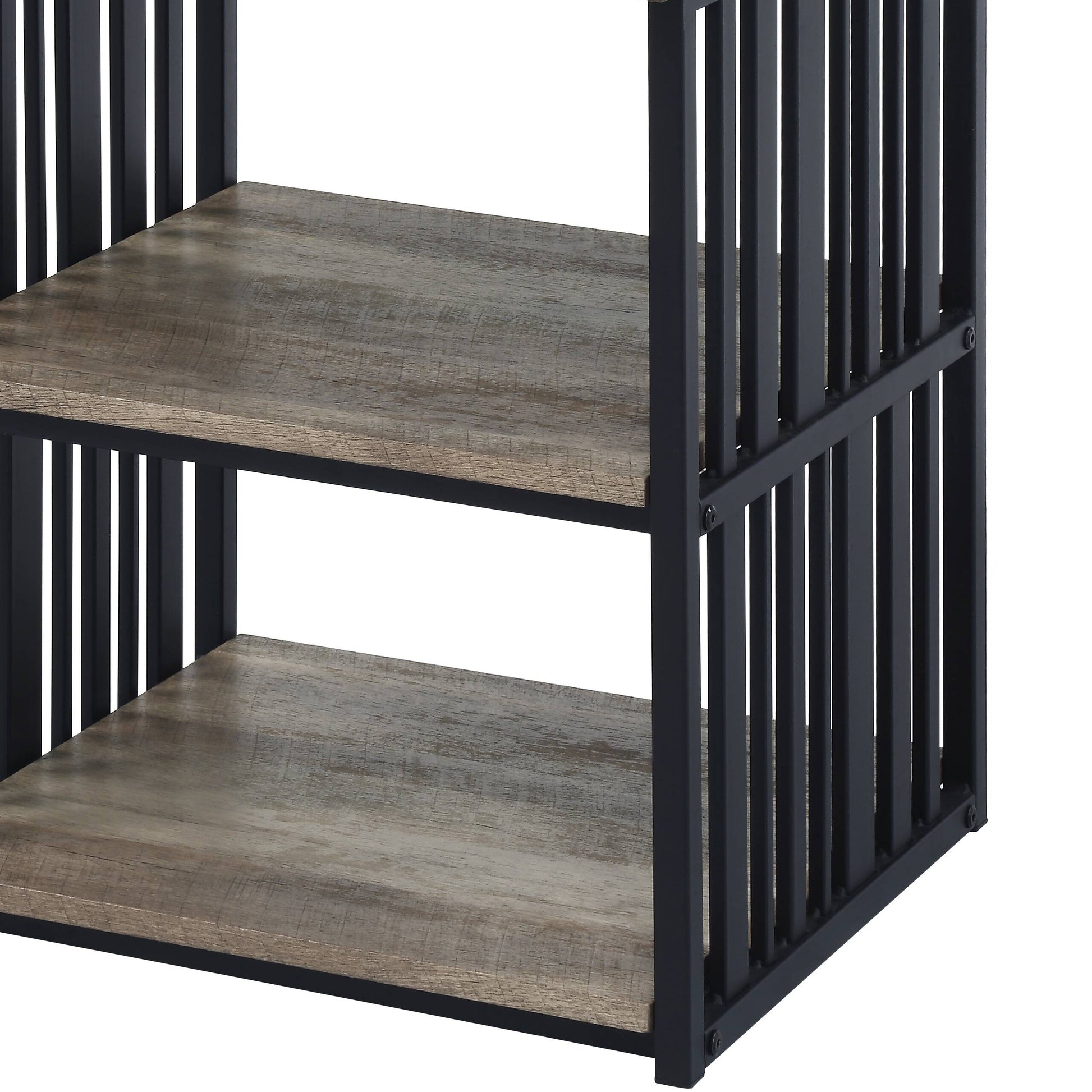 Rustic wood shelf with industrial black metal frame perfect for modern decor