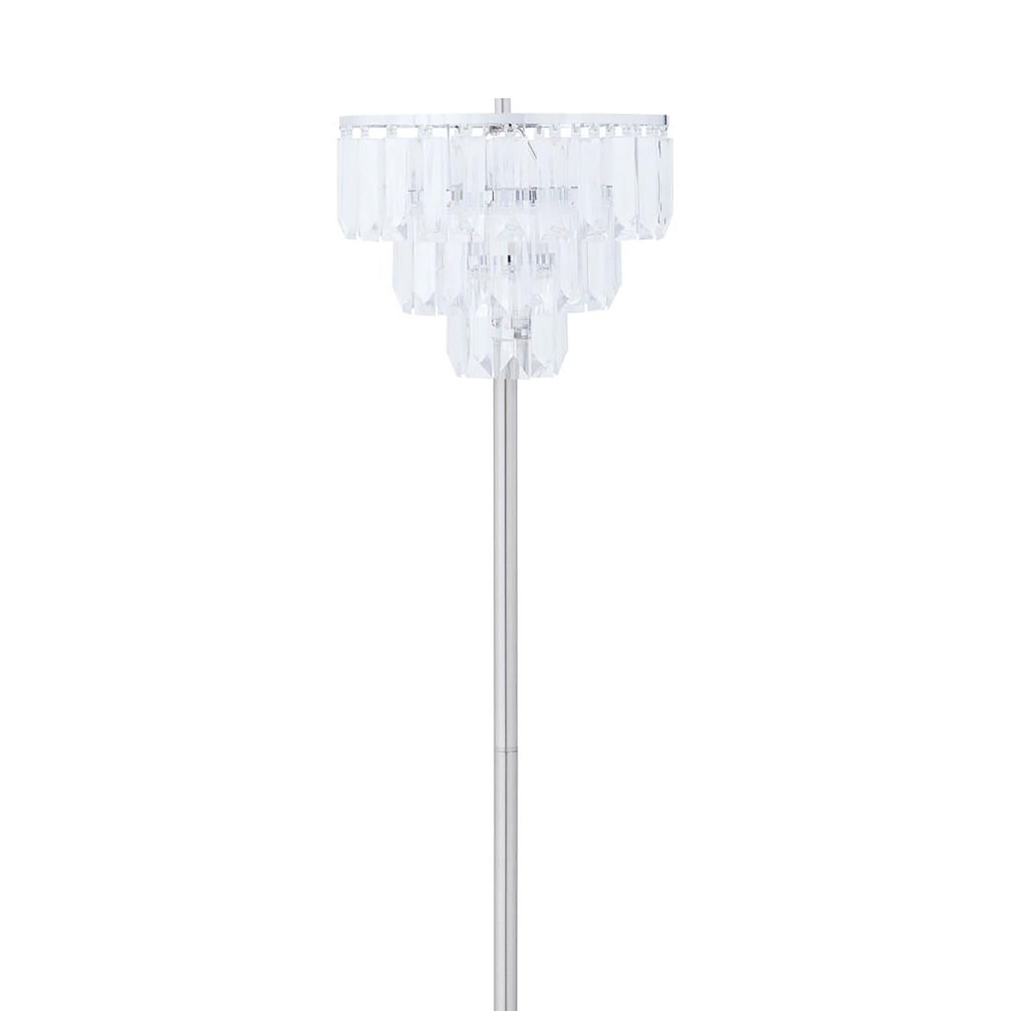 Modern crystal tiered chandelier floor lamp with silver pole