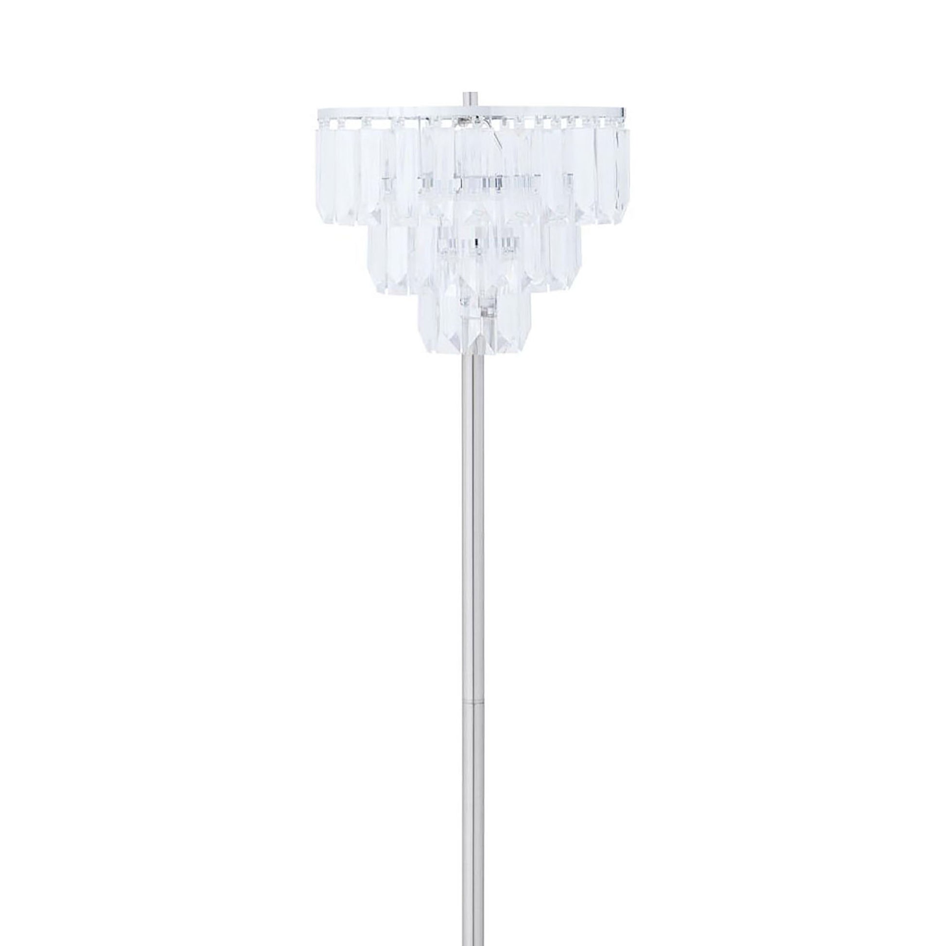 Modern crystal tiered chandelier floor lamp with silver pole