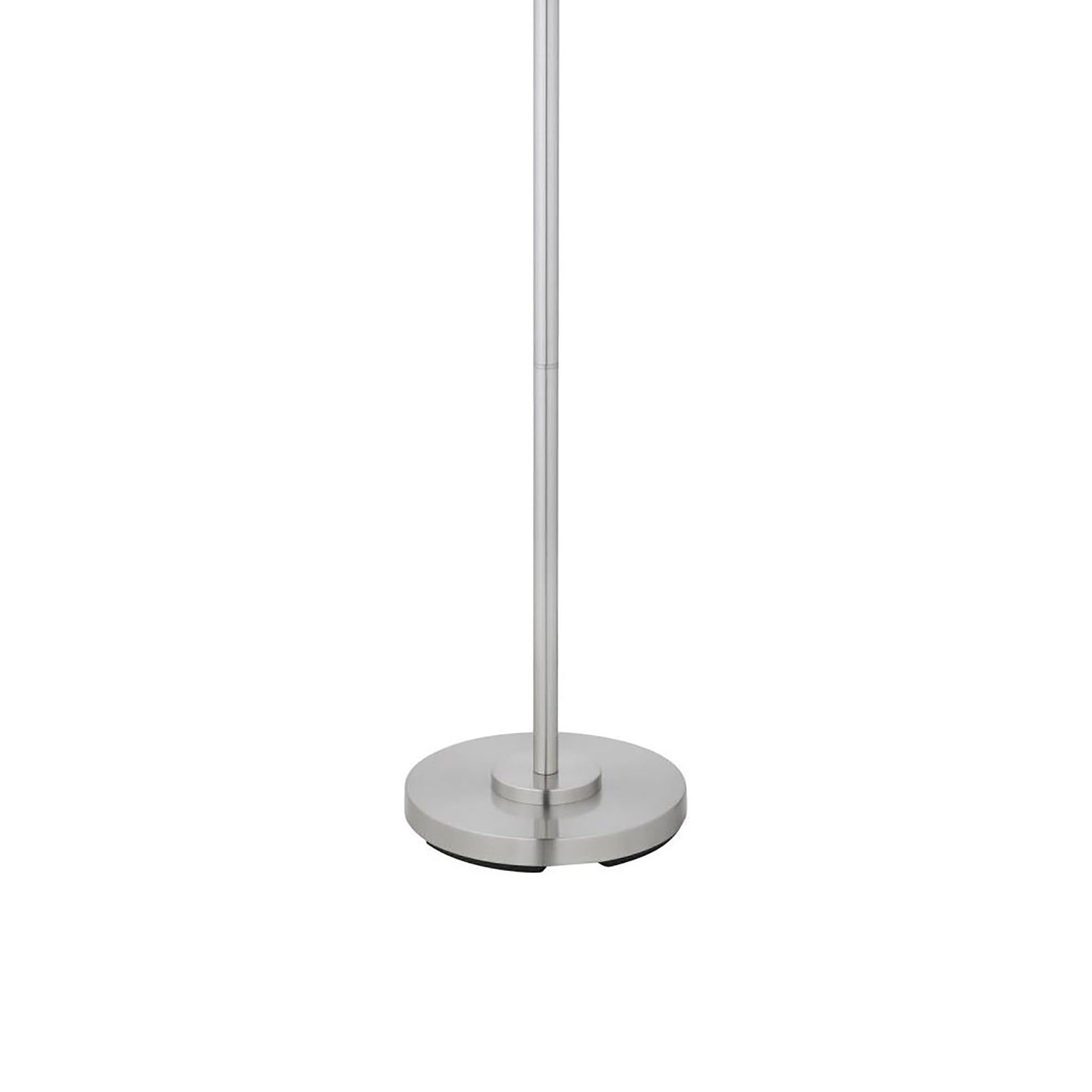 Brushed nickel floor lamp base with circular weighted stand