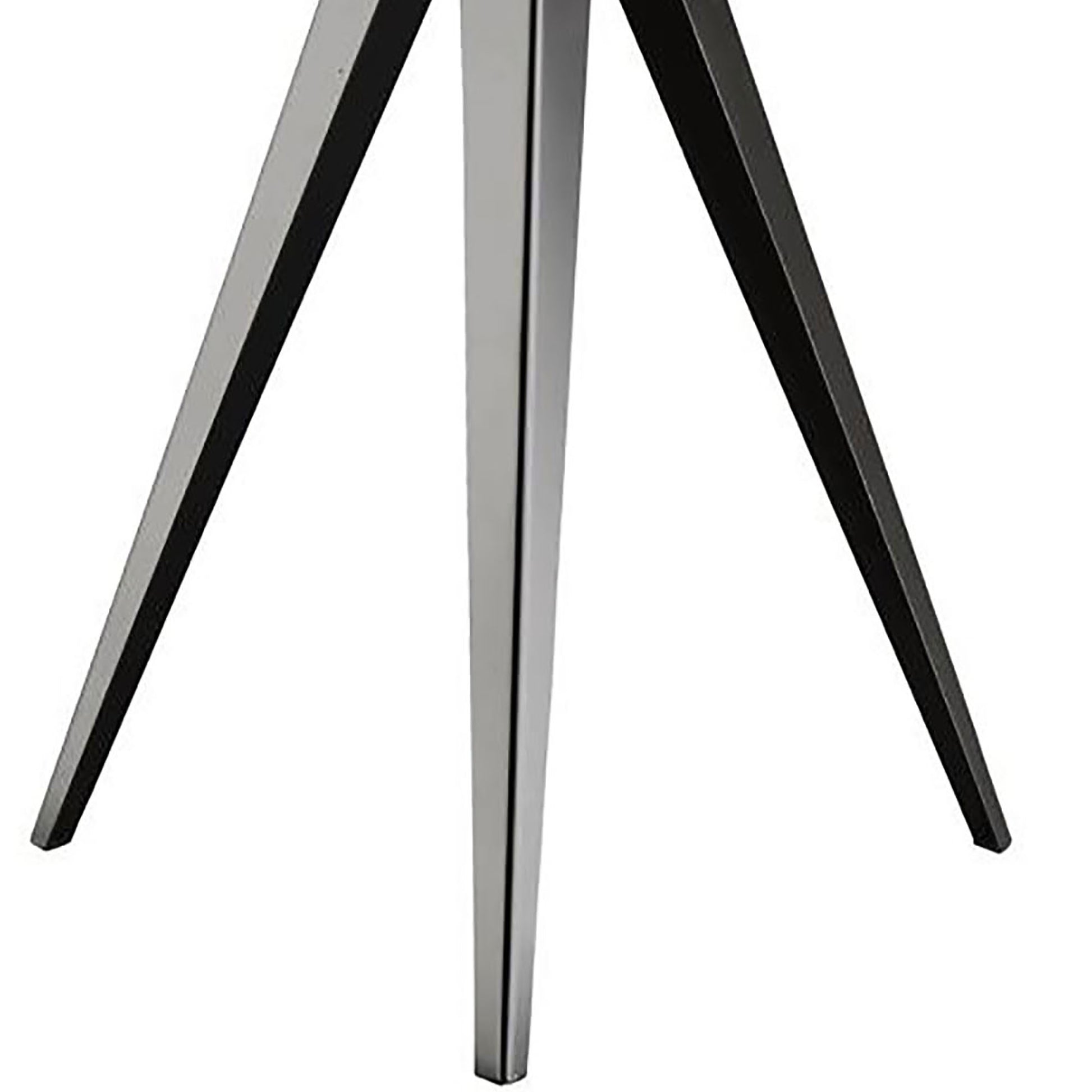 Threelegged brushed metal and black modern coffee table base