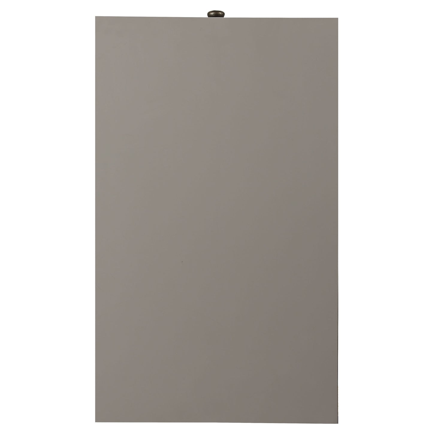 Minimalist gray rectangular lampshade with a dark metal finial on top