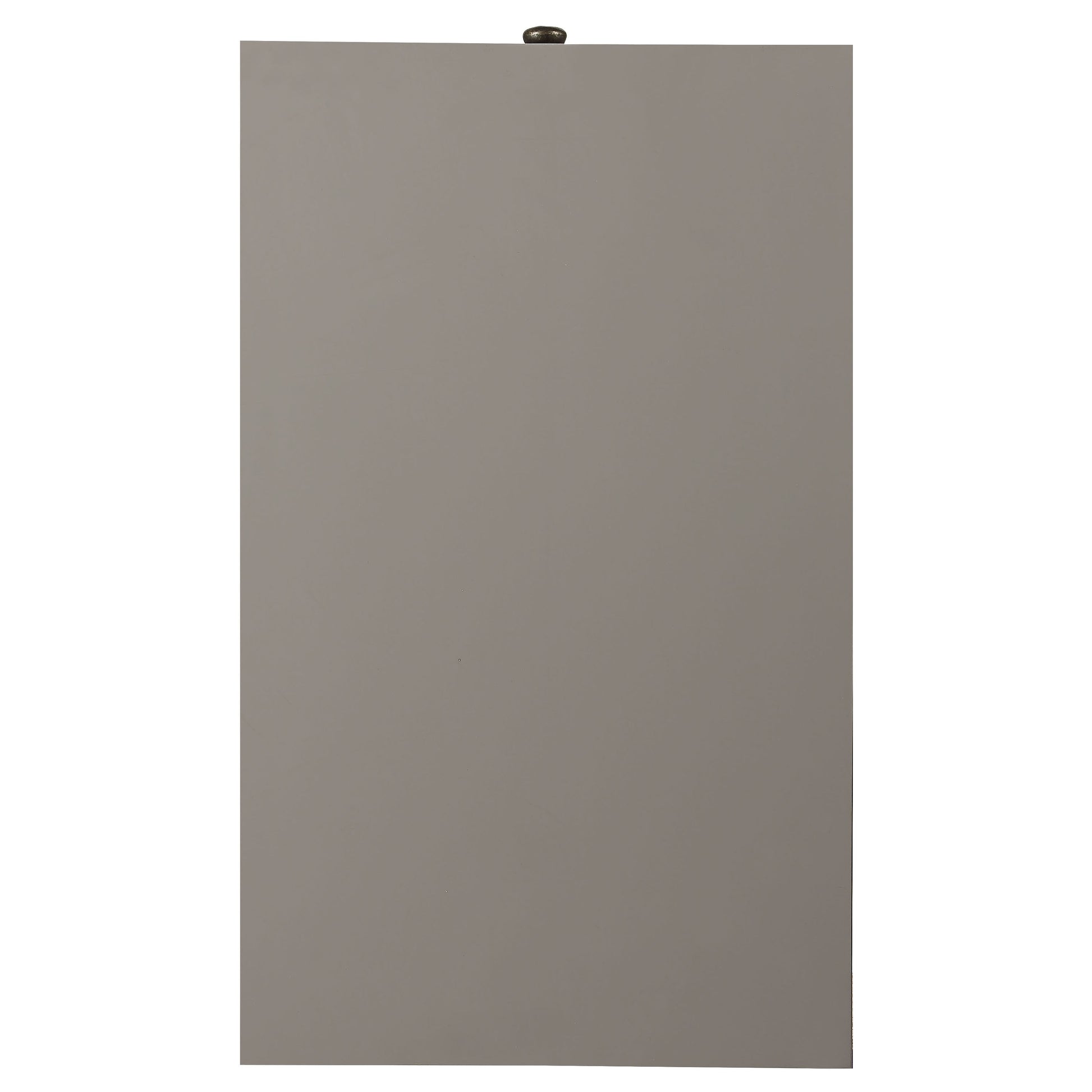 Minimalist gray rectangular lampshade with a dark metal finial on top