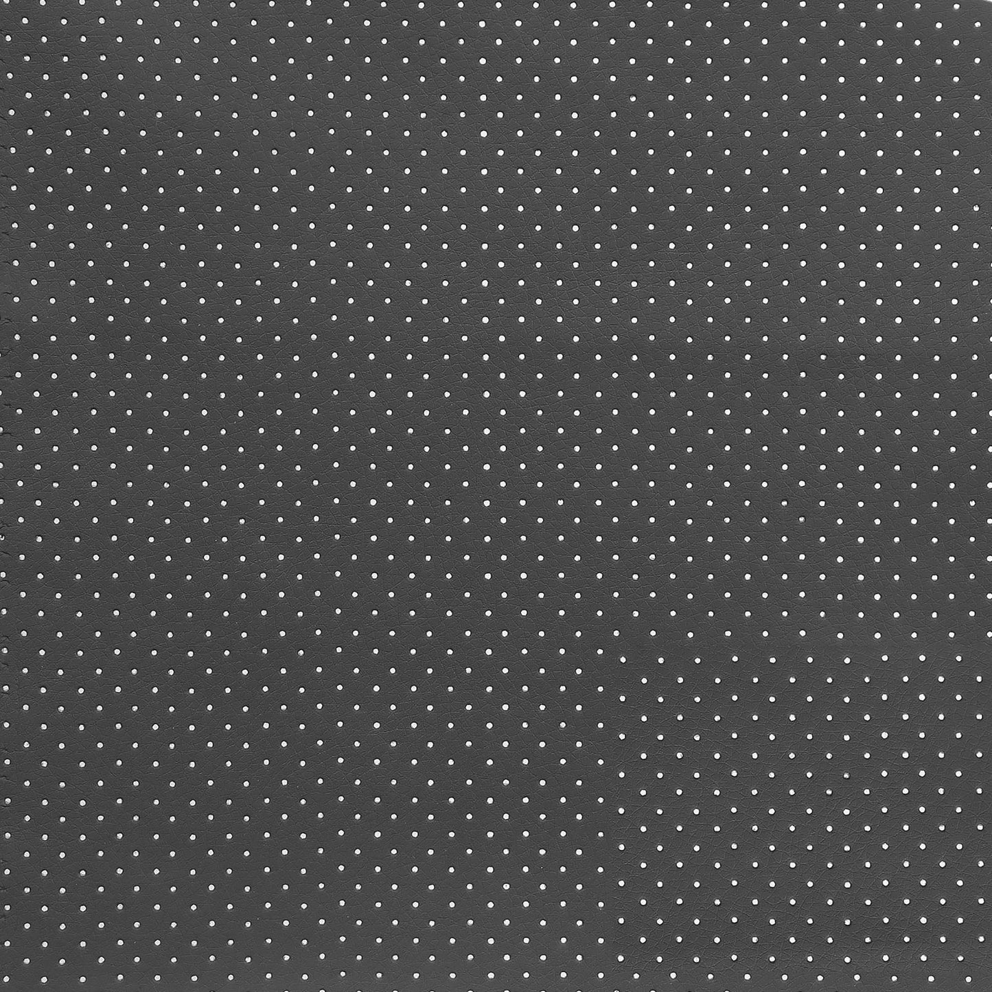 Dark grey perforated leather material with a subtle white polka dot pattern