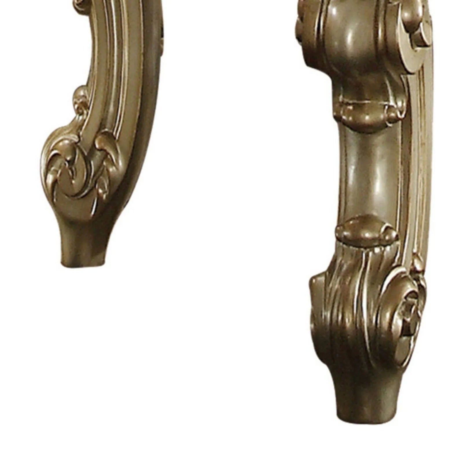 Ornate antique brass furniture leg with carved scroll details ideal for cabinets and tables