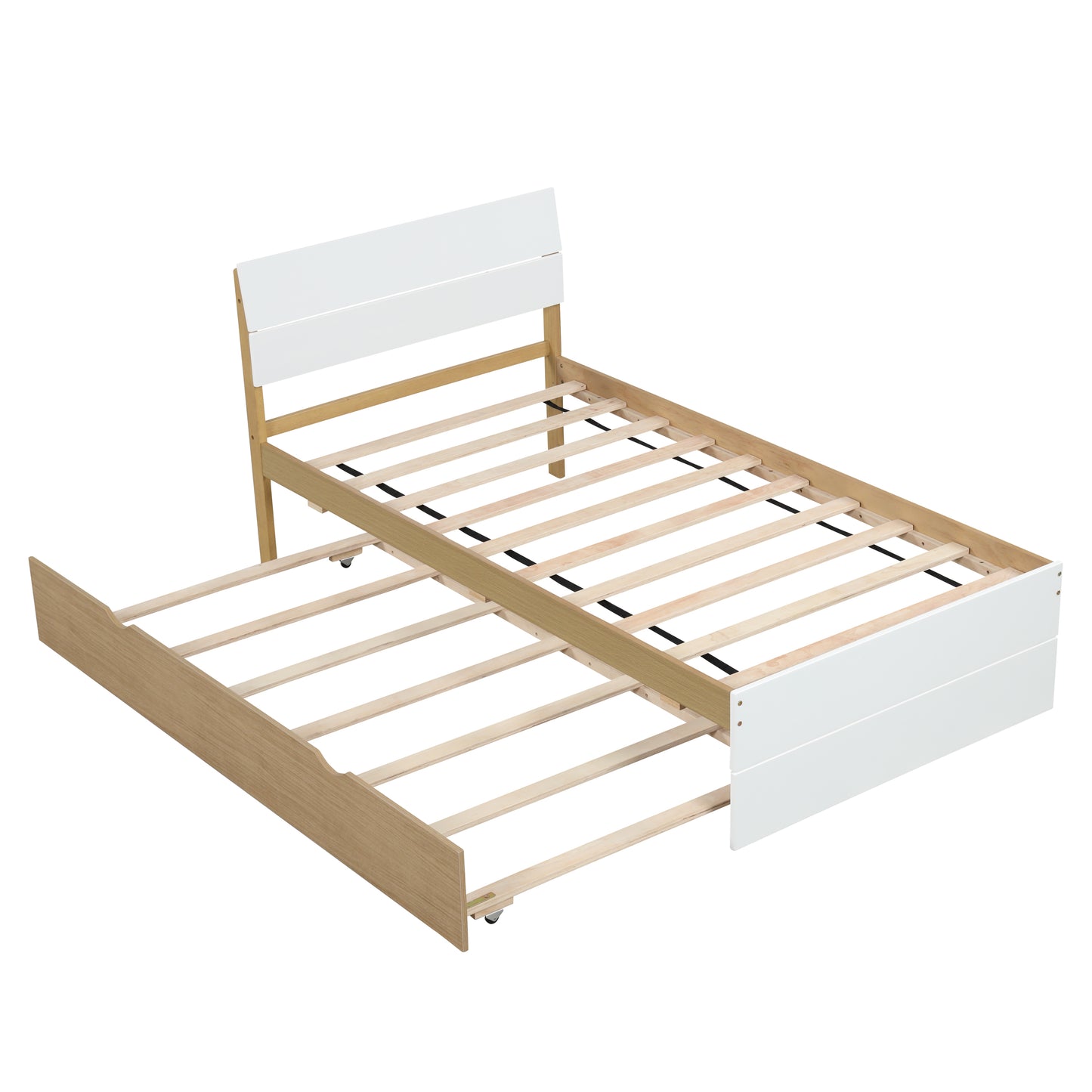 White and wood twin daybed with trundle