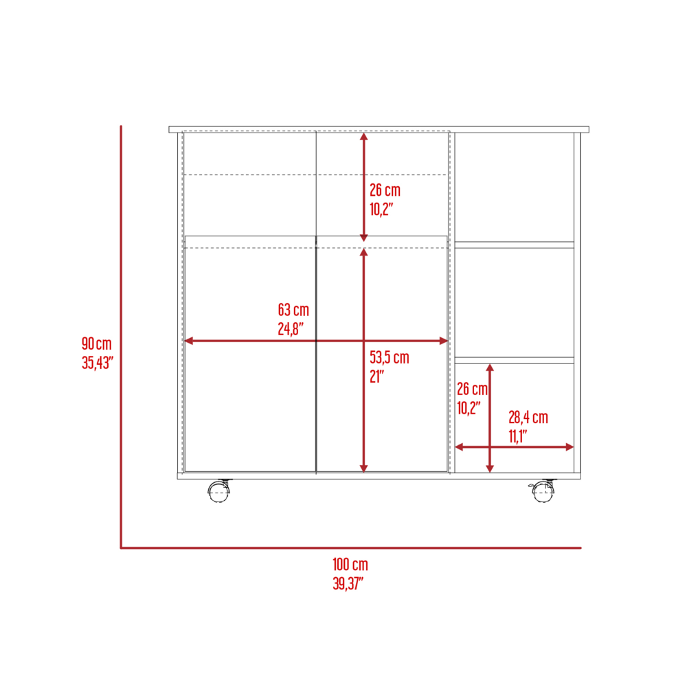 Kitchen cart dimensions cm W x cm H x cm D