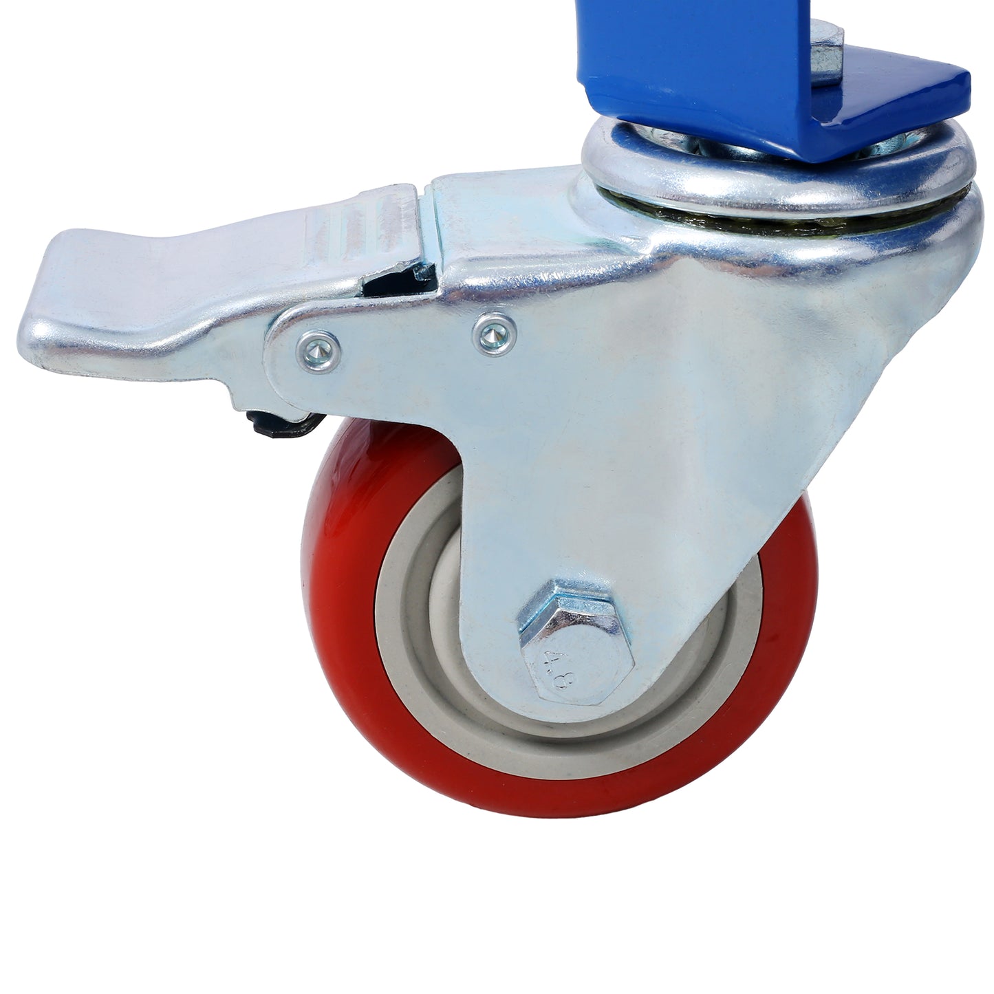 Red polyurethane caster wheel with brake for heavyduty equipment