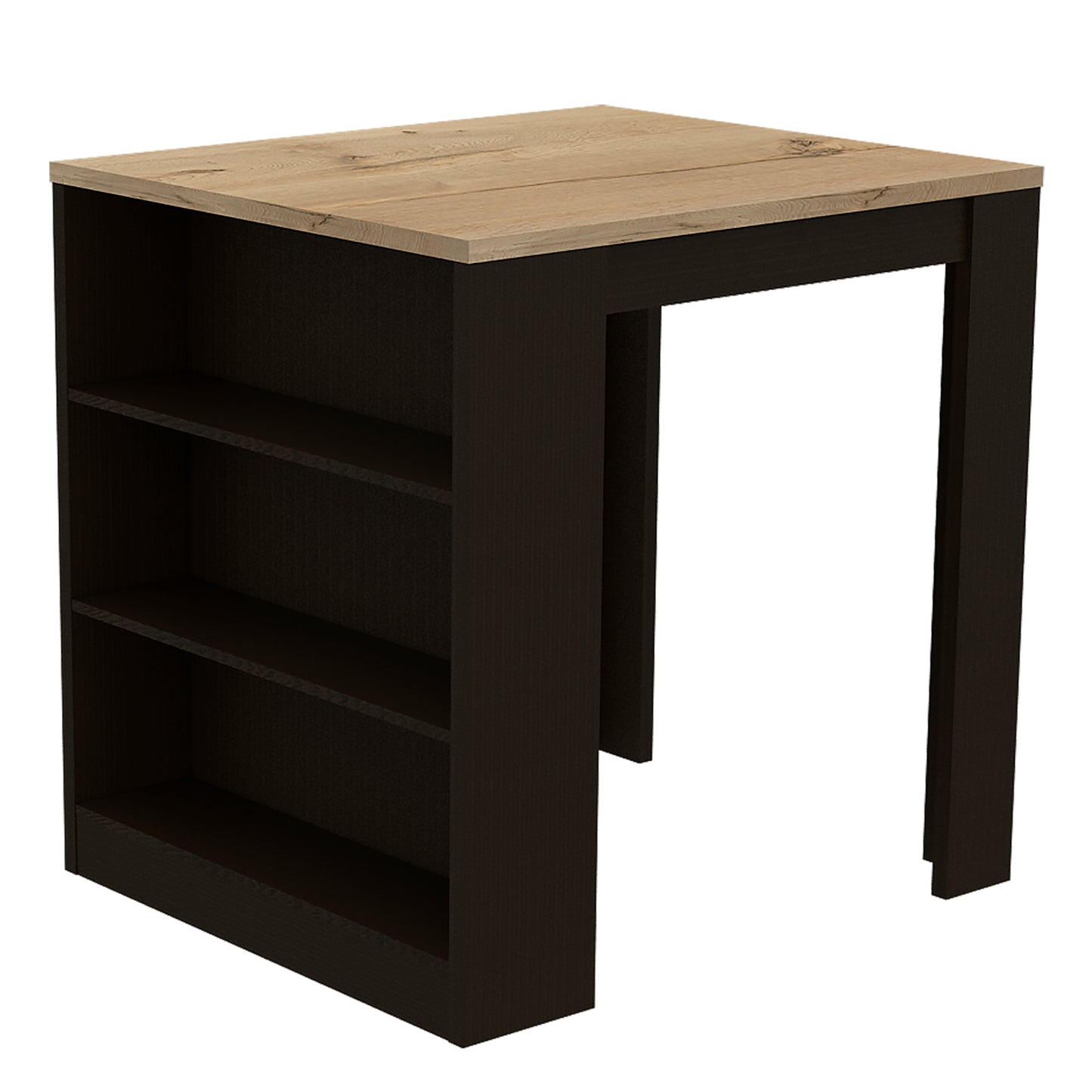 Compact bar table with oak veneer top and dark brown base