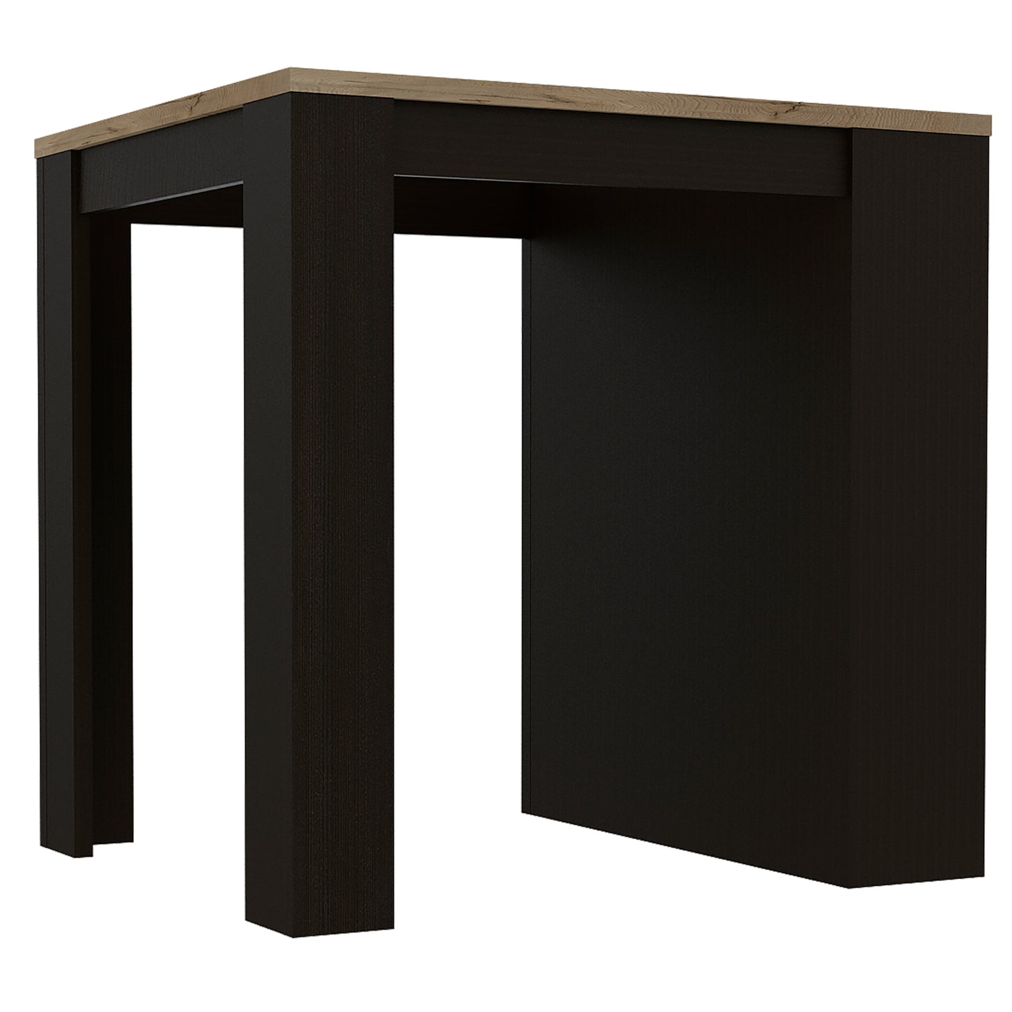 Dark wood console table with a light wood top