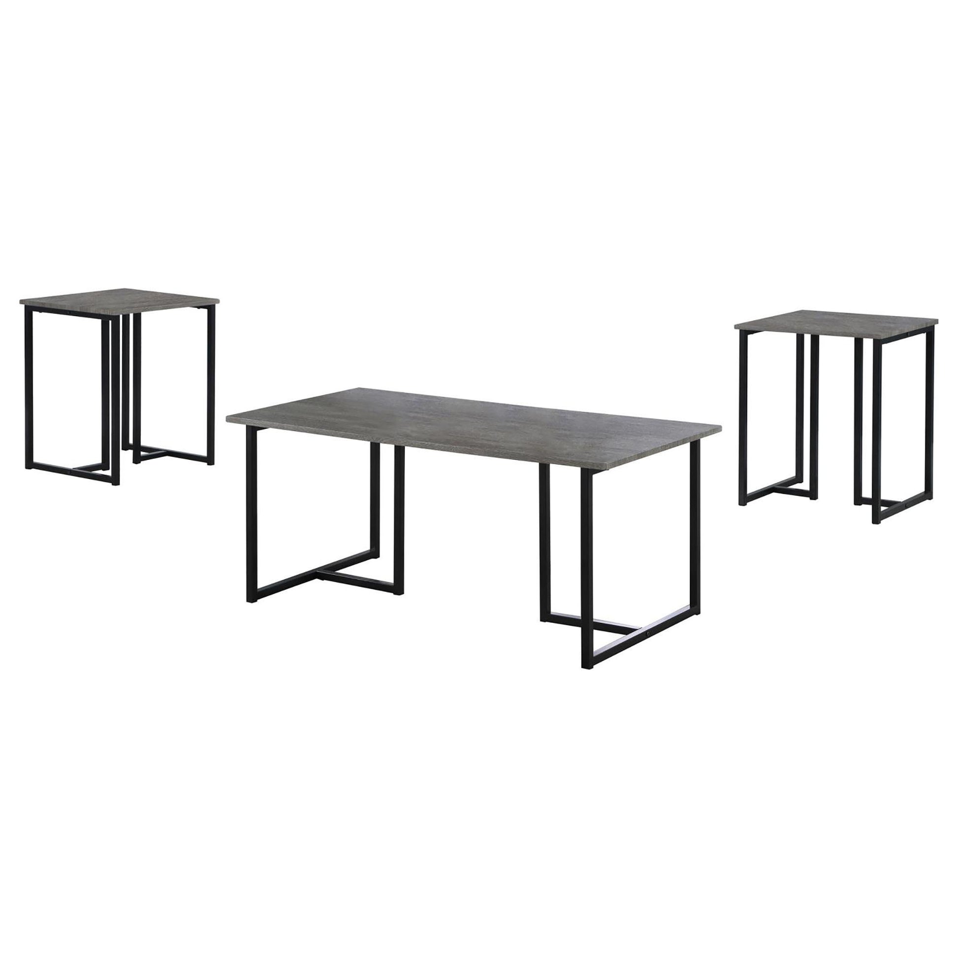 Modern concretelook coffee table with black metal legs perfect for living rooms