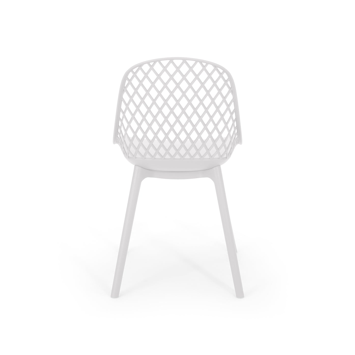 White modern outdoor chair with diamond pattern back