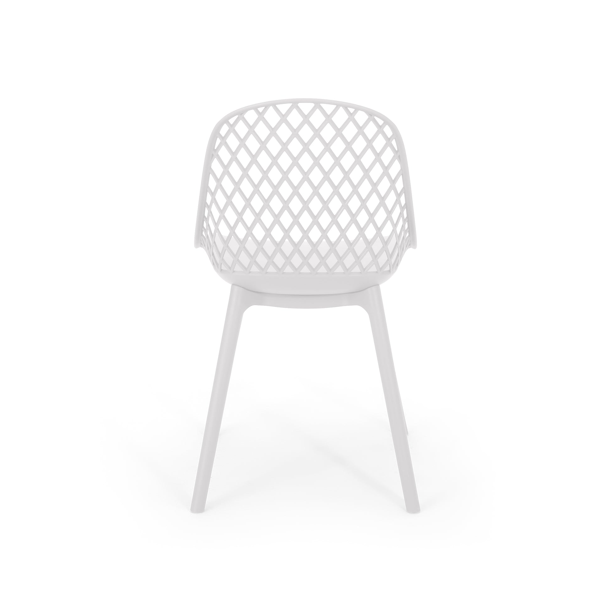 White modern outdoor chair with diamond pattern back