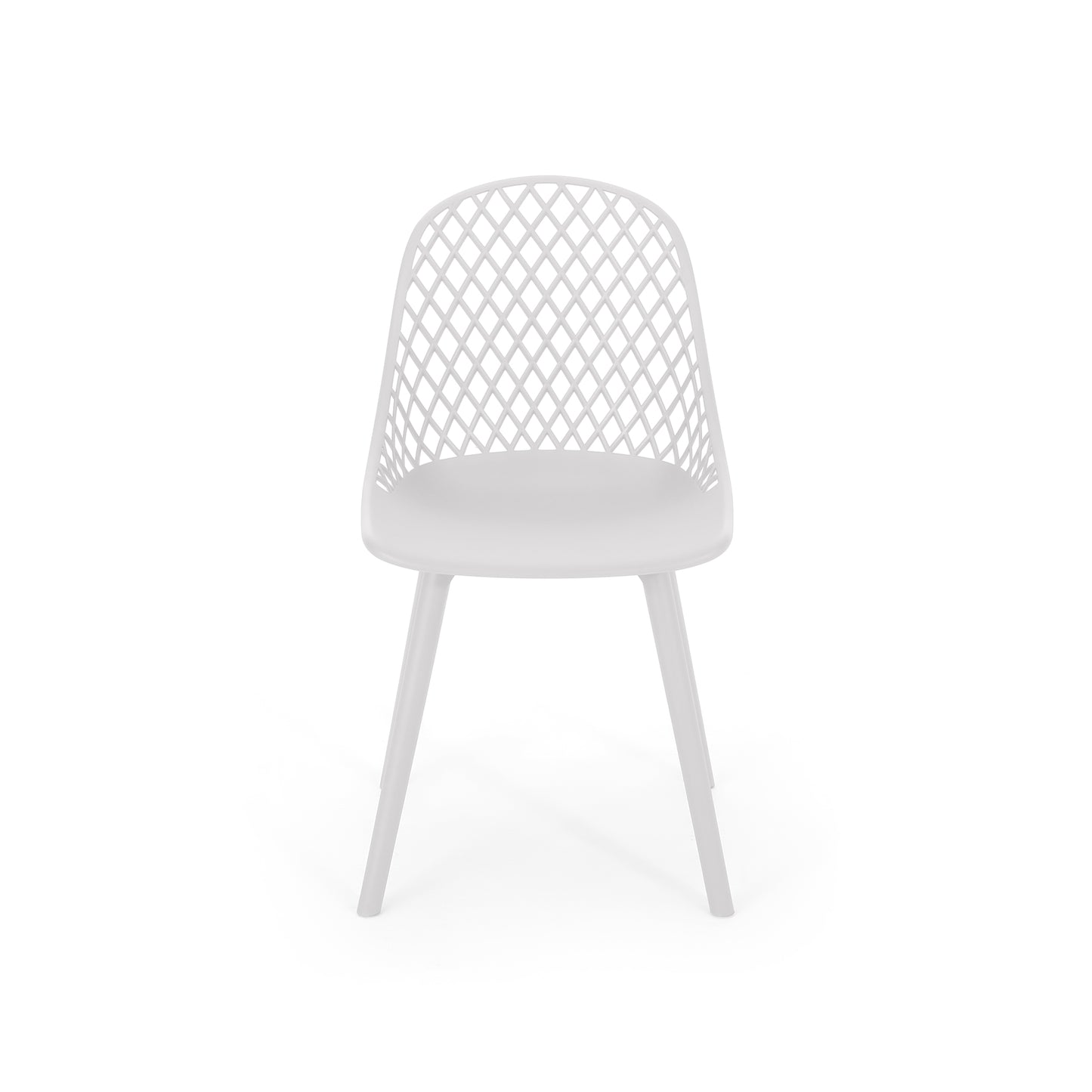 White modern dining chair with diamondpatterned backrest and matte finish