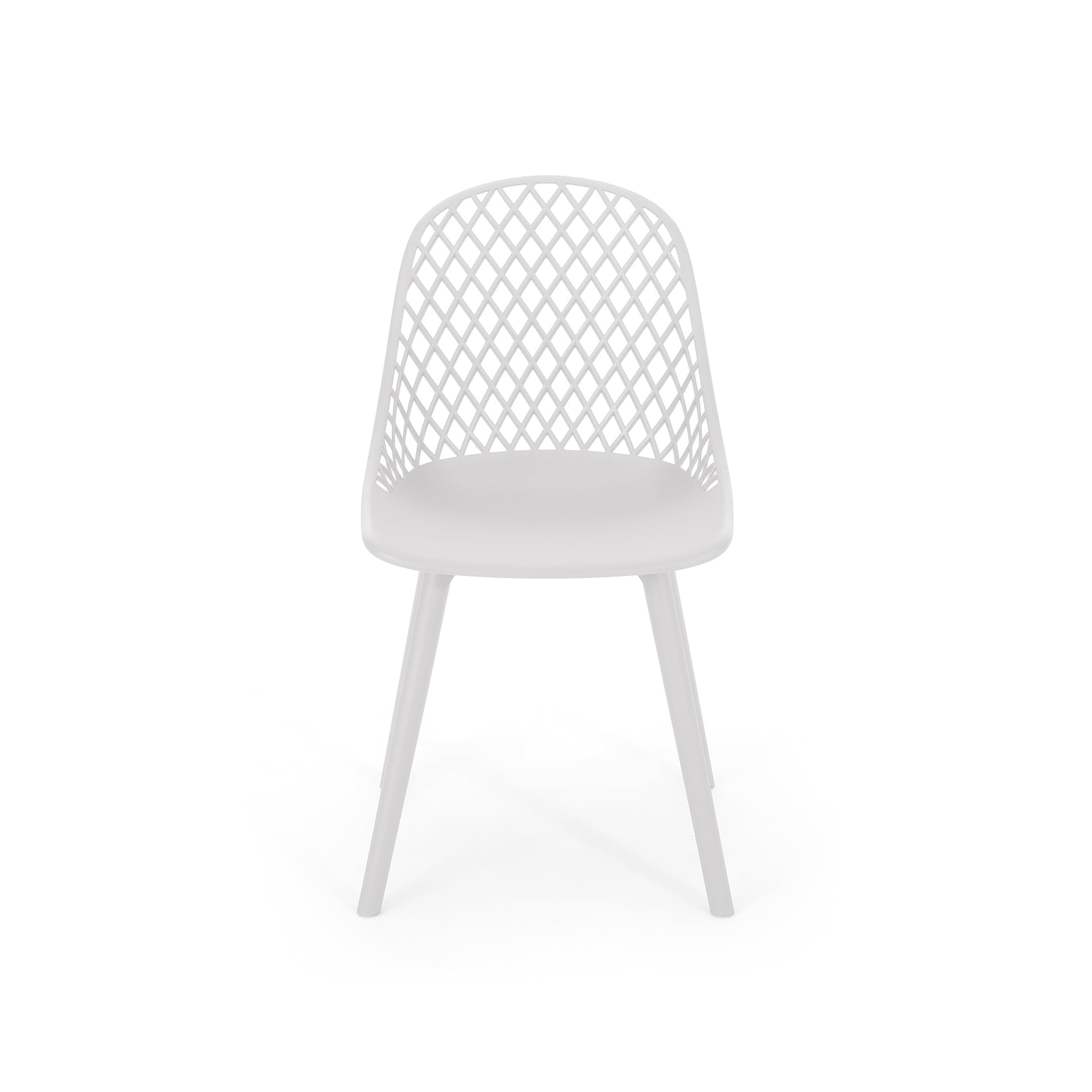 White modern dining chair with diamondpatterned backrest and matte finish