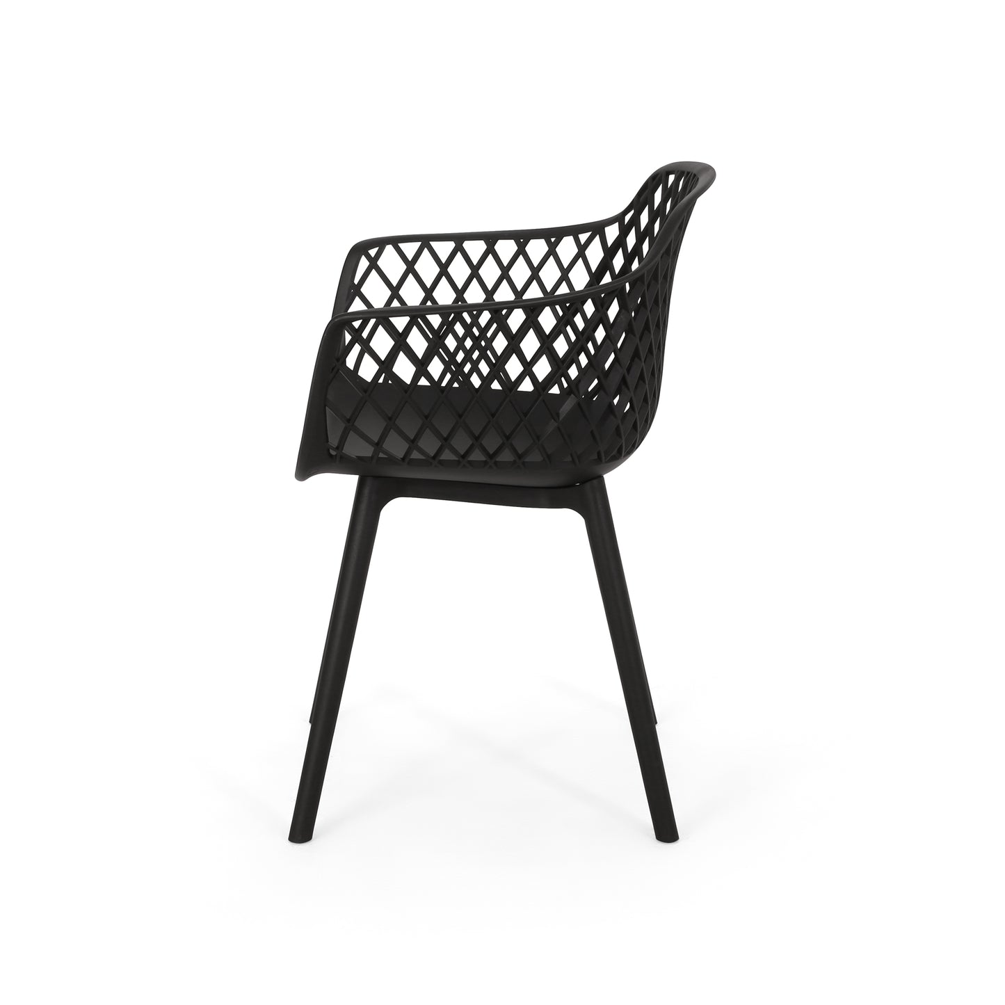 Black modern armchair with diamond pattern seat and back contemporary style