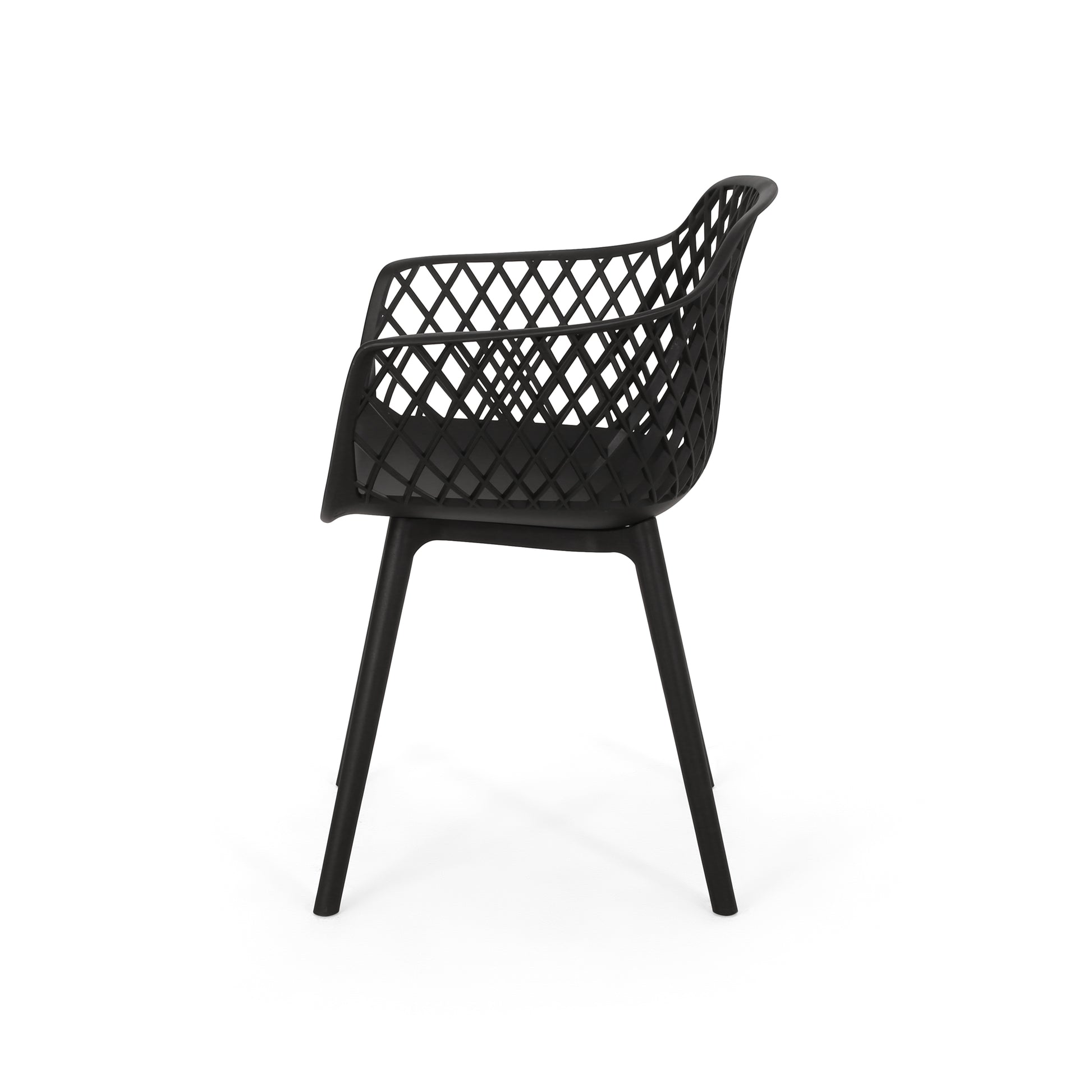 Black modern armchair with diamond pattern seat and back contemporary style