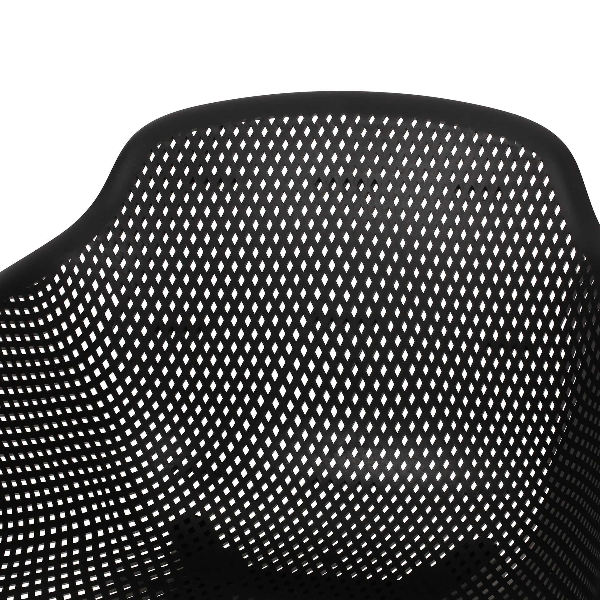 Black modern accent chair with perforated diamond pattern back