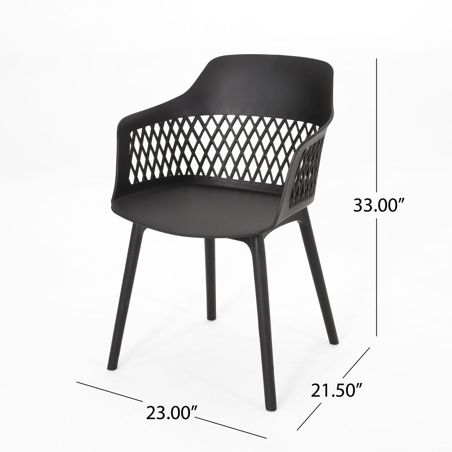 Black modern accent chair with diamondpatterned back and sleek legs