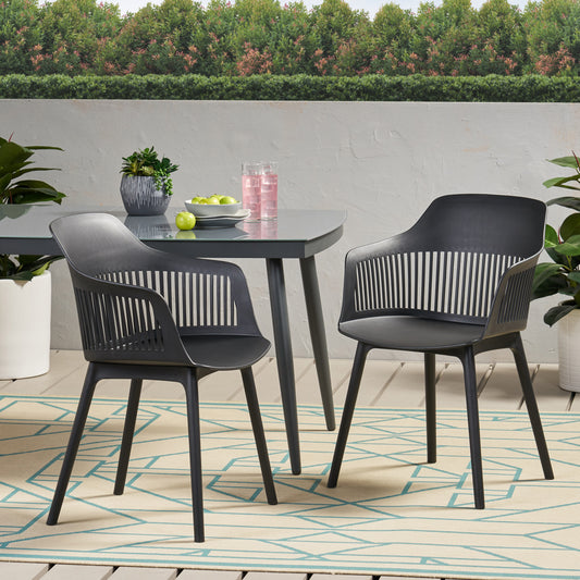 TREATLIFE HOME Outdoor Chair Set with Stylish Minimalist Design and Weather-Resistant Material, Black