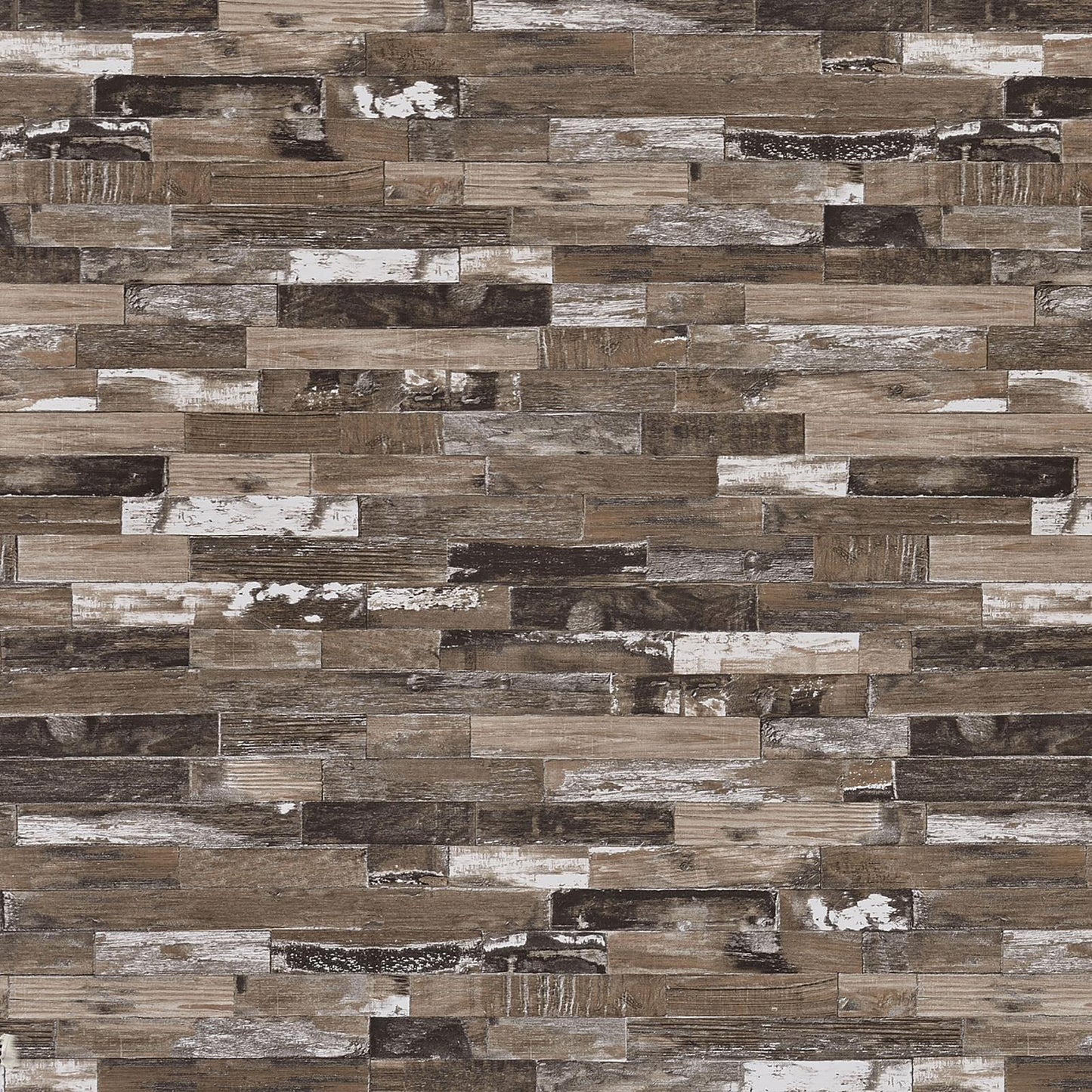 Rustic reclaimed wood planks in a staggered pattern natural brown with whitewash accents ideal for accent walls