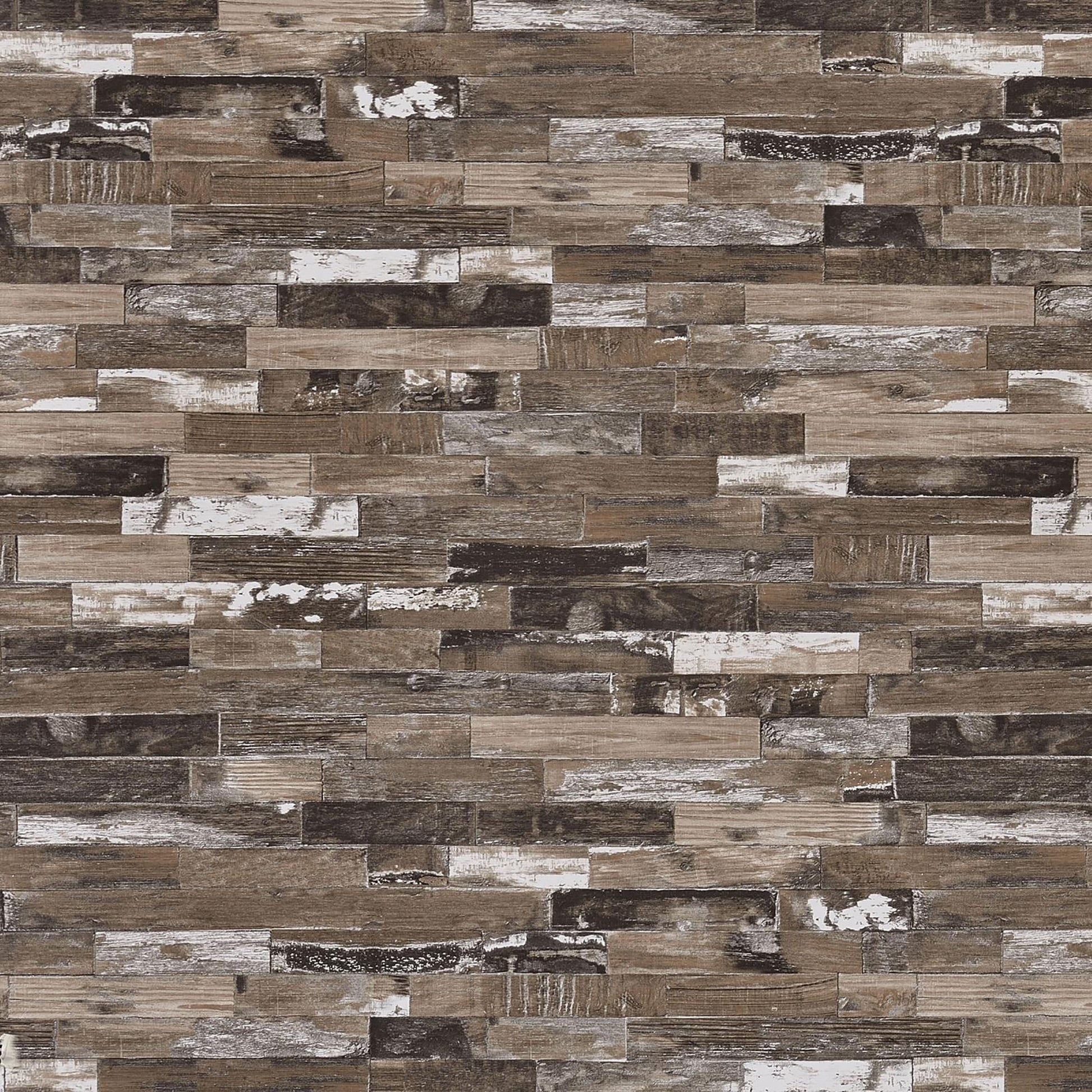 Rustic reclaimed wood planks in a staggered pattern natural brown with whitewash accents ideal for accent walls