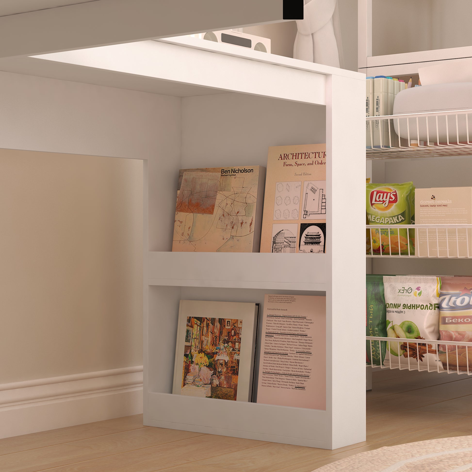 Architectural design book Form Space and Order on a white shelf