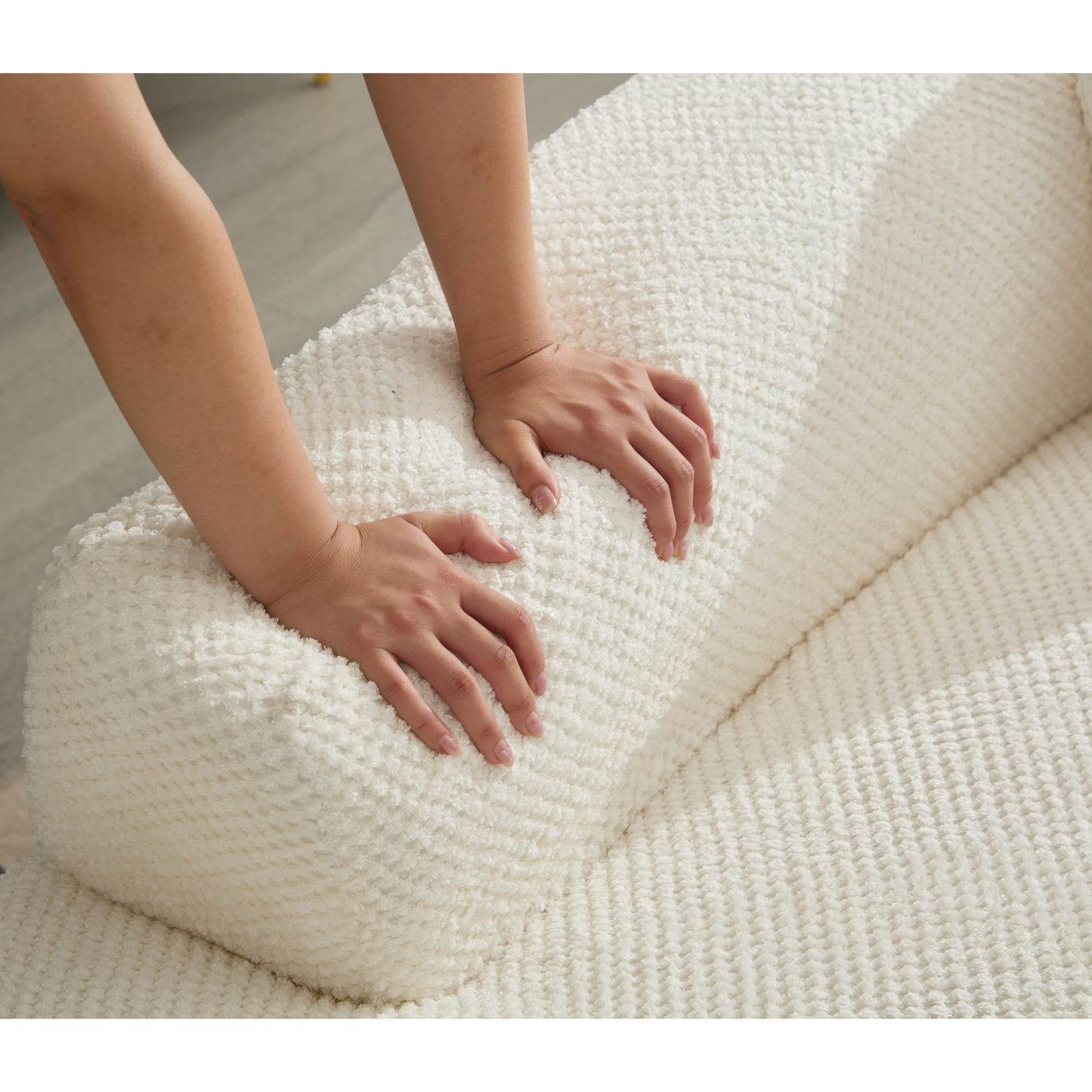 Cream textured sherpa throw pillow with plush soft feel