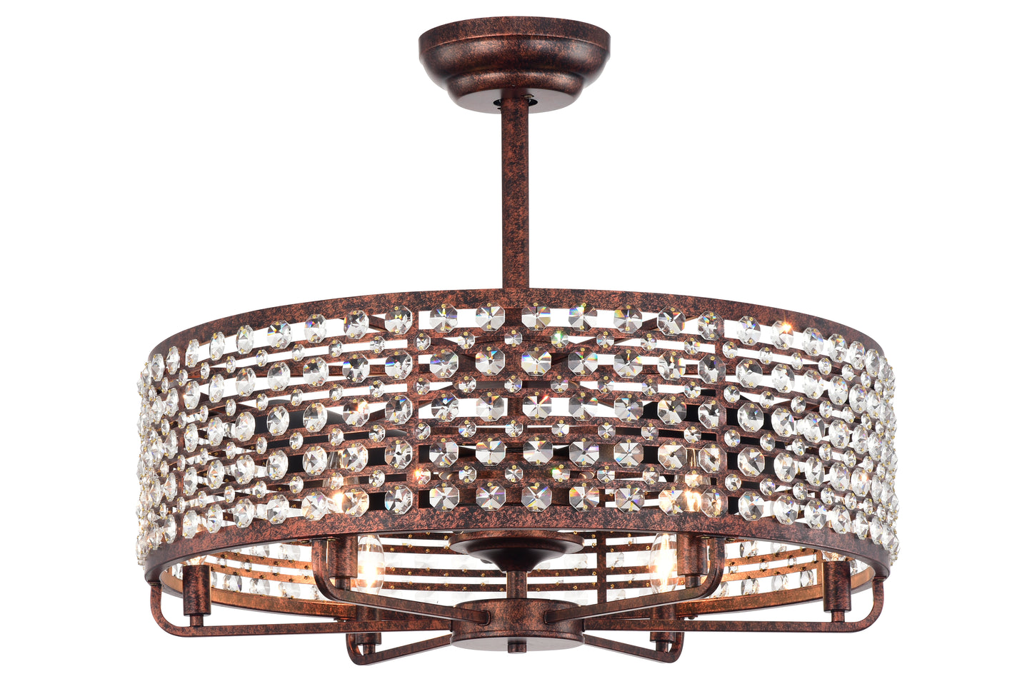 Rustic bronze semiflush mount ceiling light with crystal accents