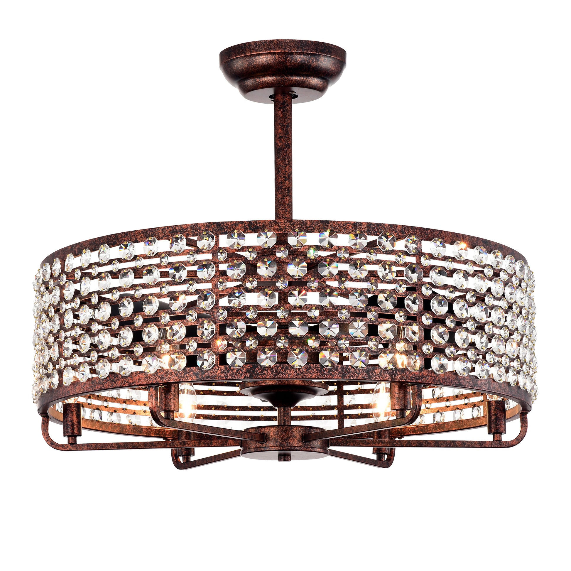 Rustic bronze flush mount light fixture with crystal accents ideal for vintage home decor