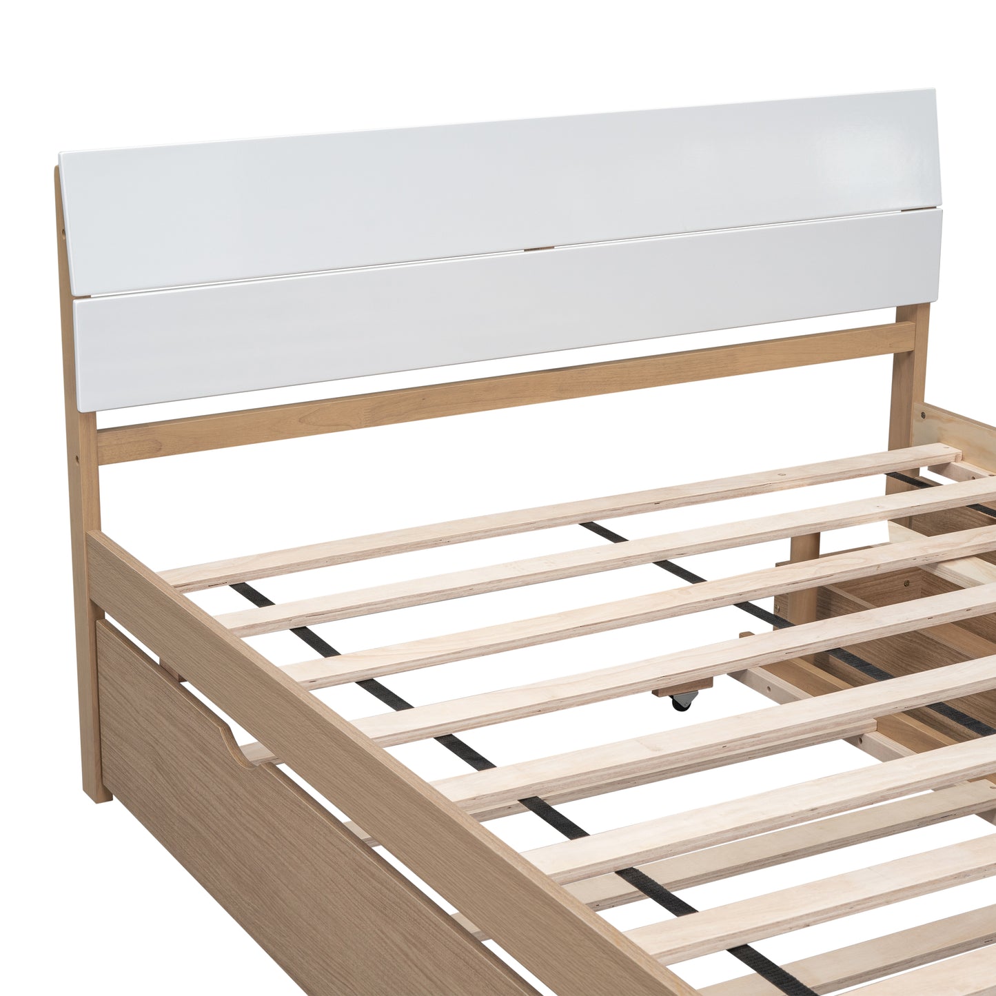 Modern white and wood platform bed frame