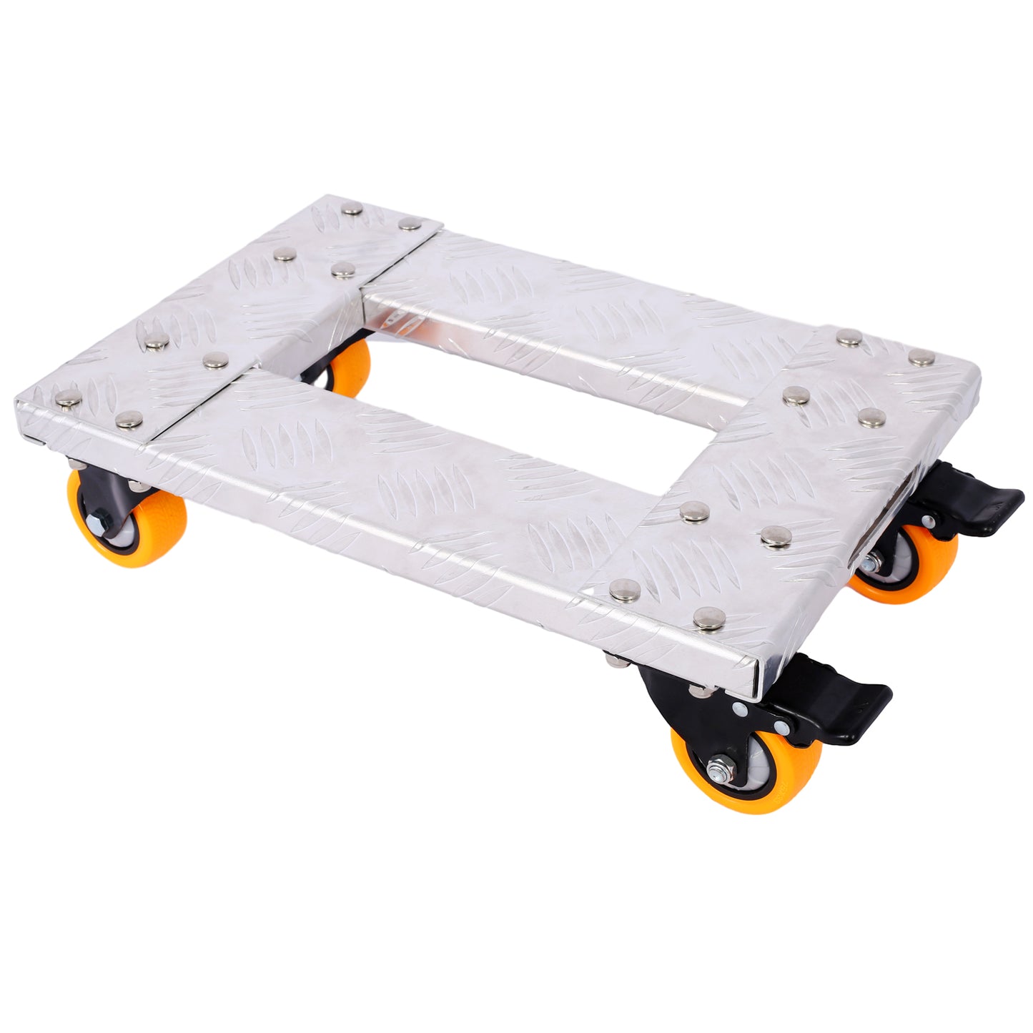 Aluminum dolly with diamond tread plate for moving heavy furniture  orange wheels