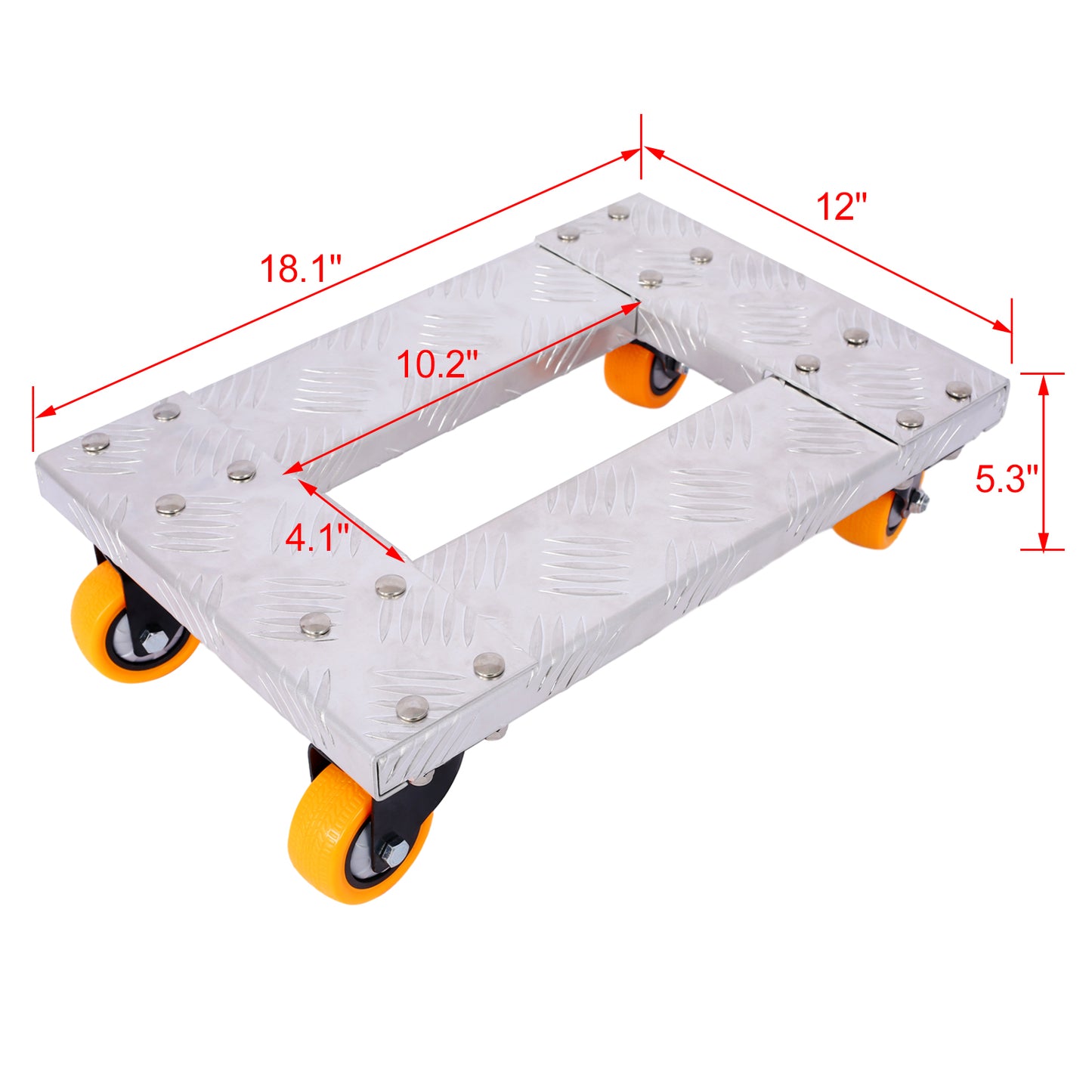 Heavyduty aluminum dolly with four swivel casters for easy furniture moving