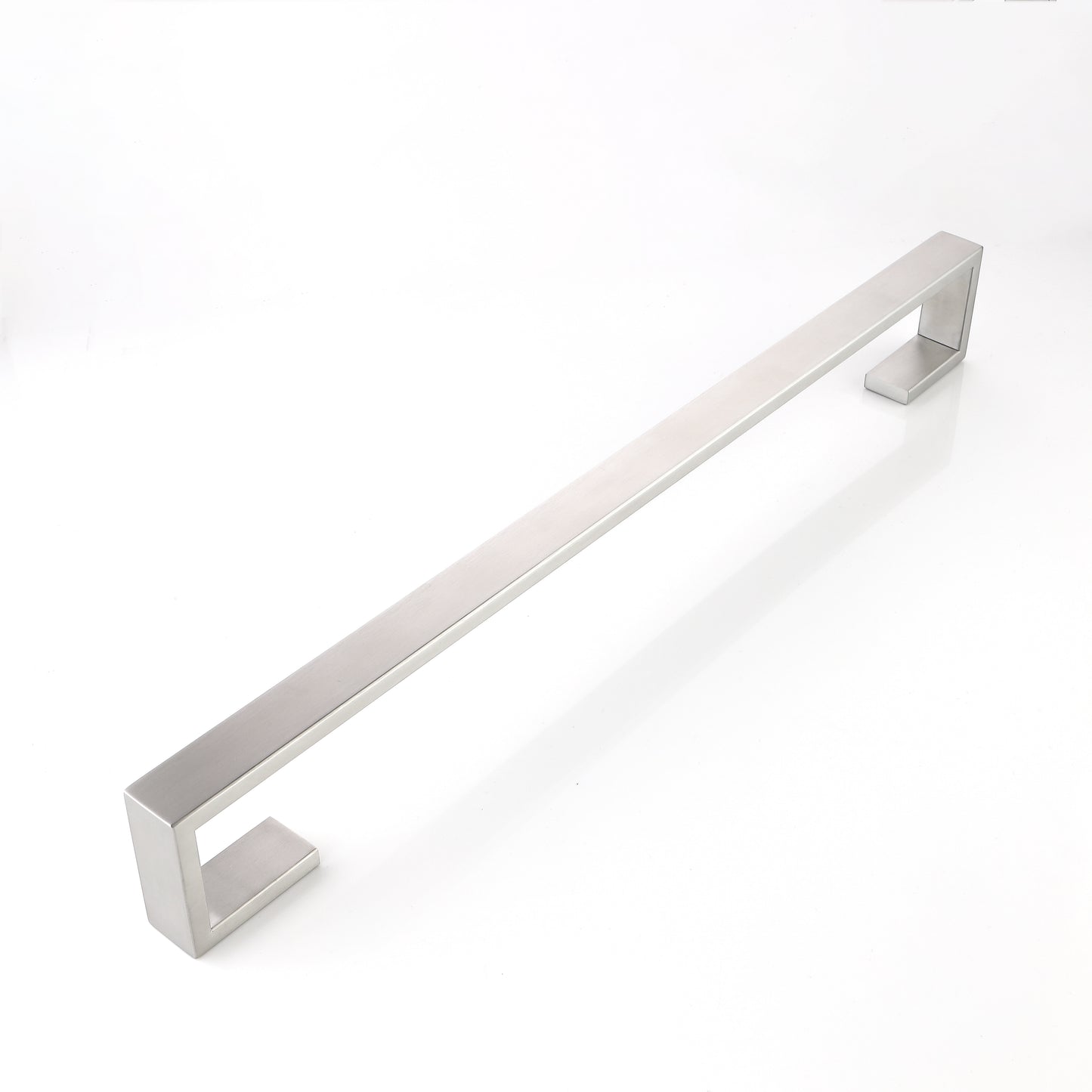 Brushed nickel modern cabinet handle with a clean linear design for kitchen or bathroom