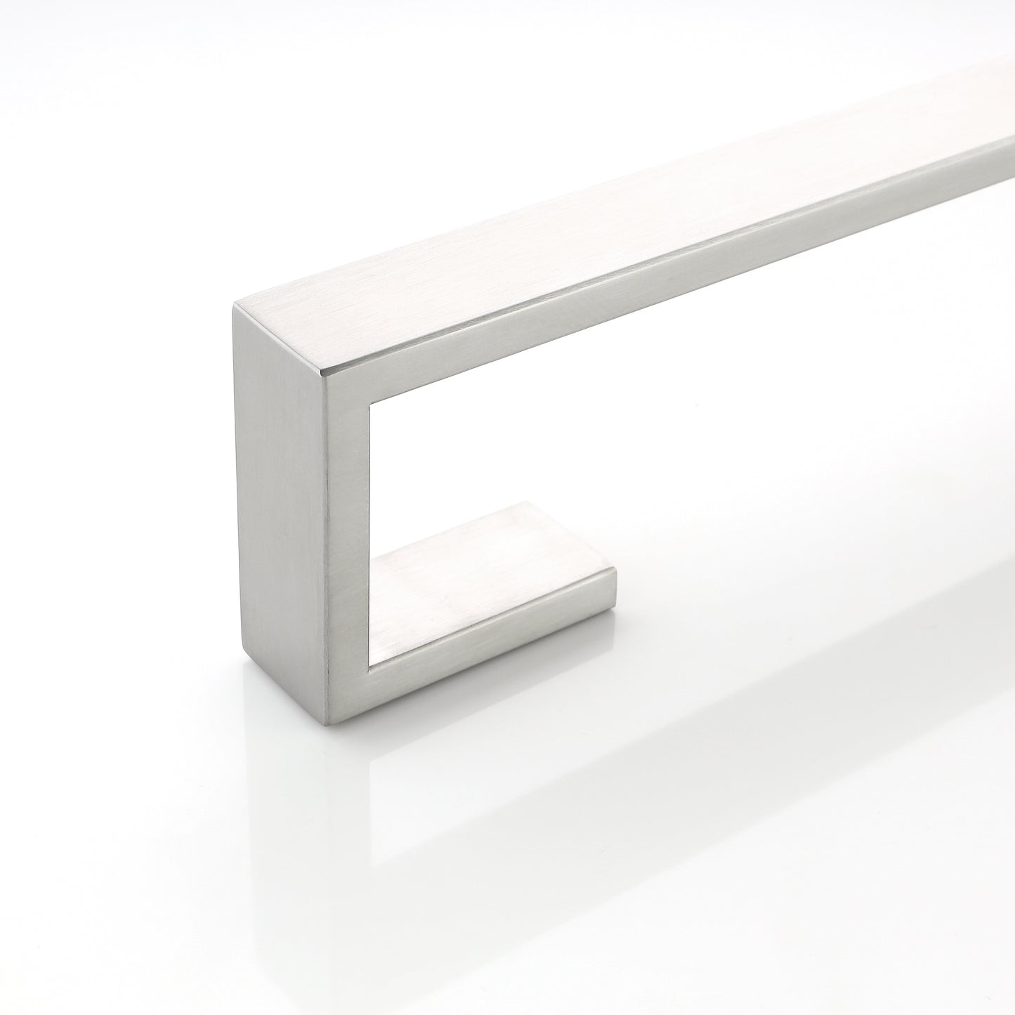 Brushed nickel square cabinet handle with modern minimalist design