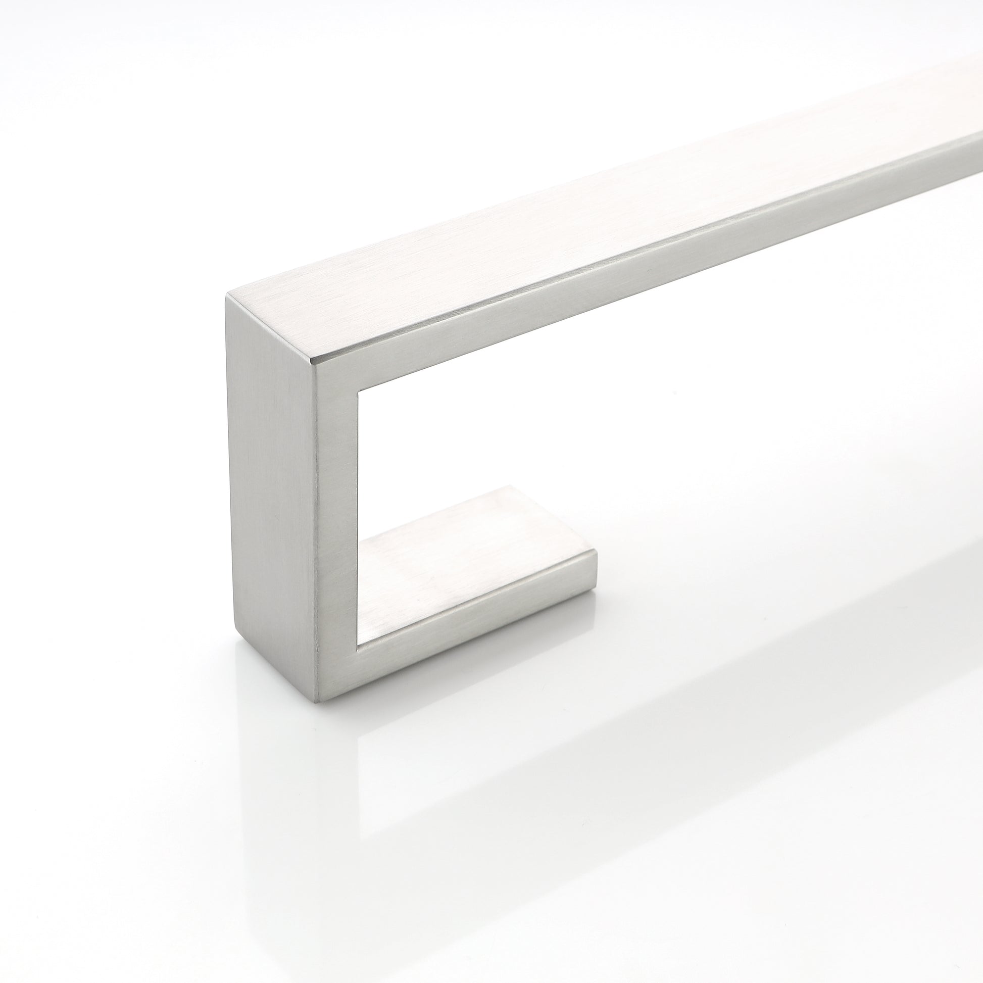 Brushed nickel square cabinet handle with modern minimalist design
