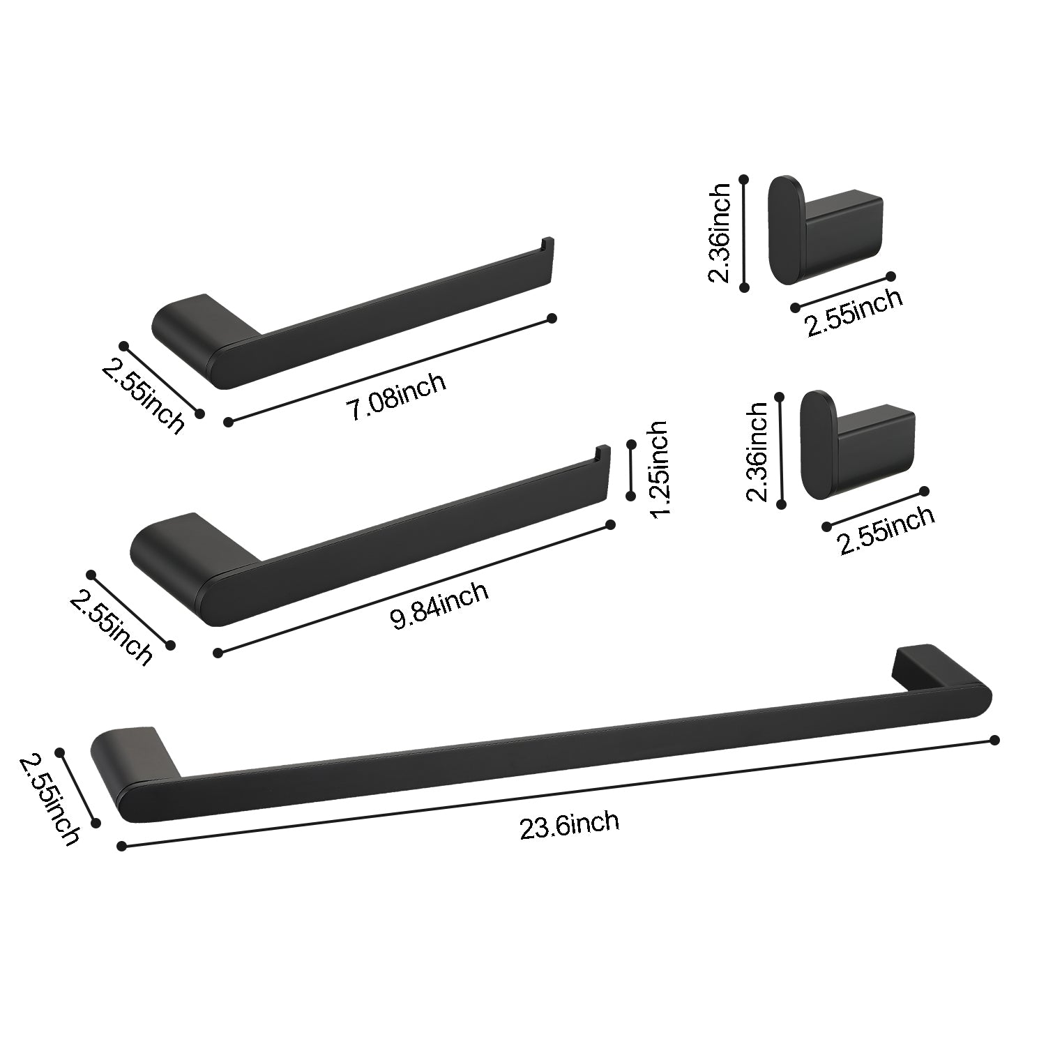 Black stainless steel towel bar set with inch inch and inch towel racks