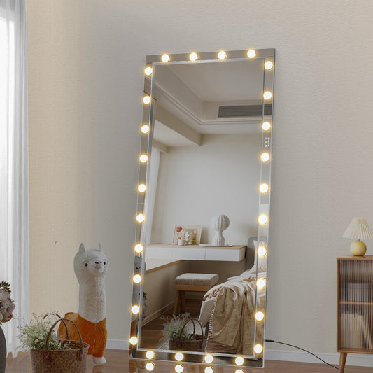 Fulllength lighted vanity mirror with  LED bulbs for makeup application