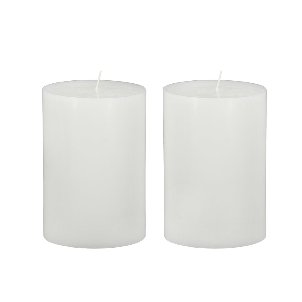 Two tall white pillar candles perfect for creating a serene ambiance