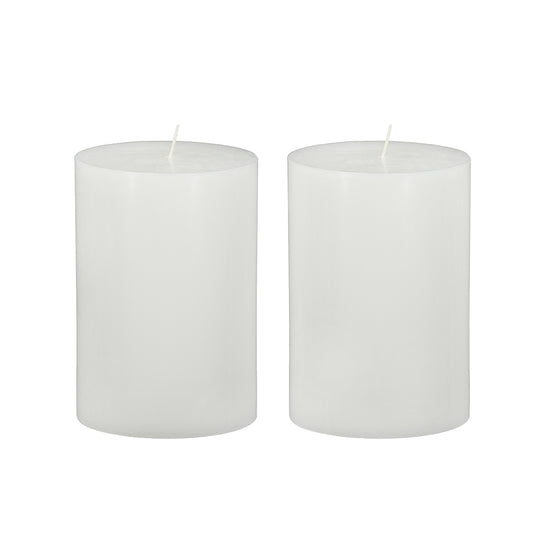 Two tall white pillar candles perfect for creating a serene ambiance