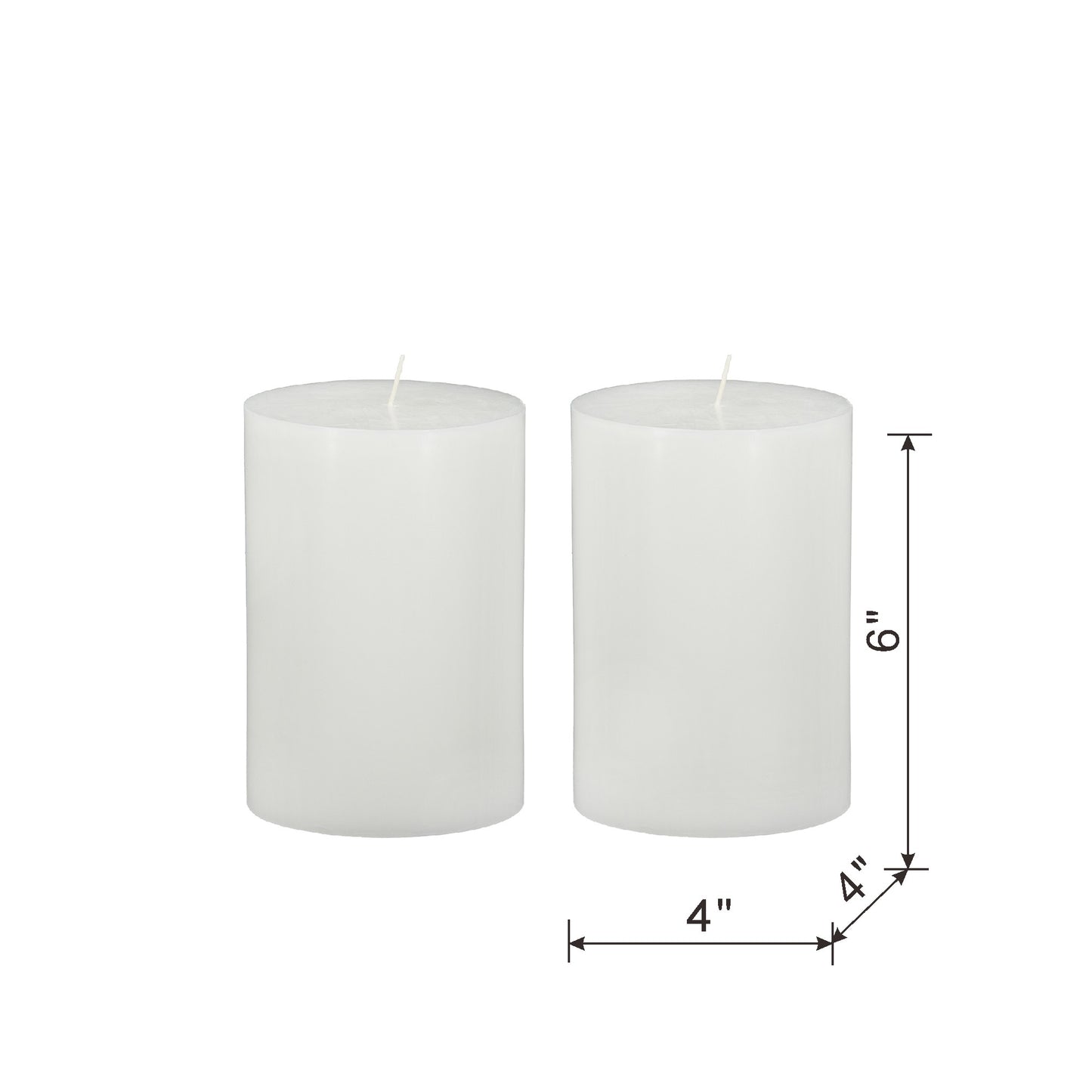 Two white pillar candles x inches made from unscented wax for home decor