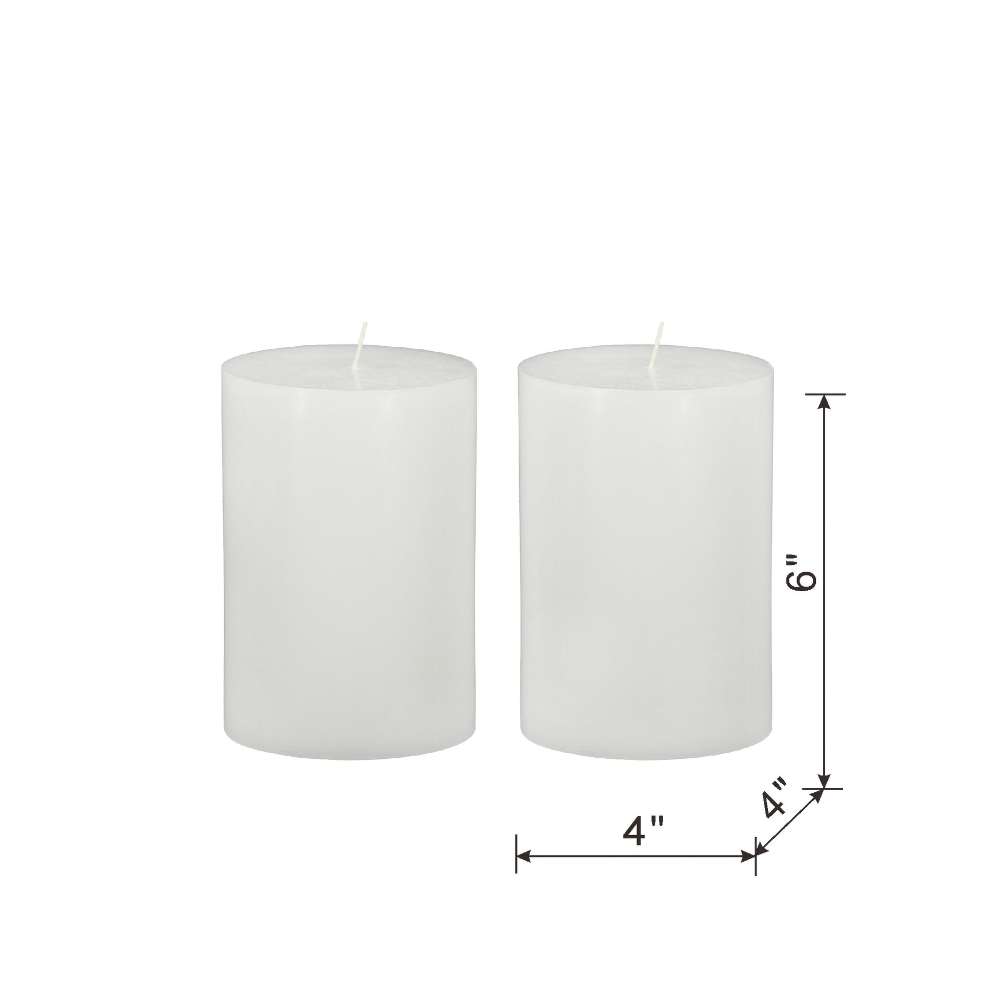 Two white pillar candles x inches made from unscented wax for home decor