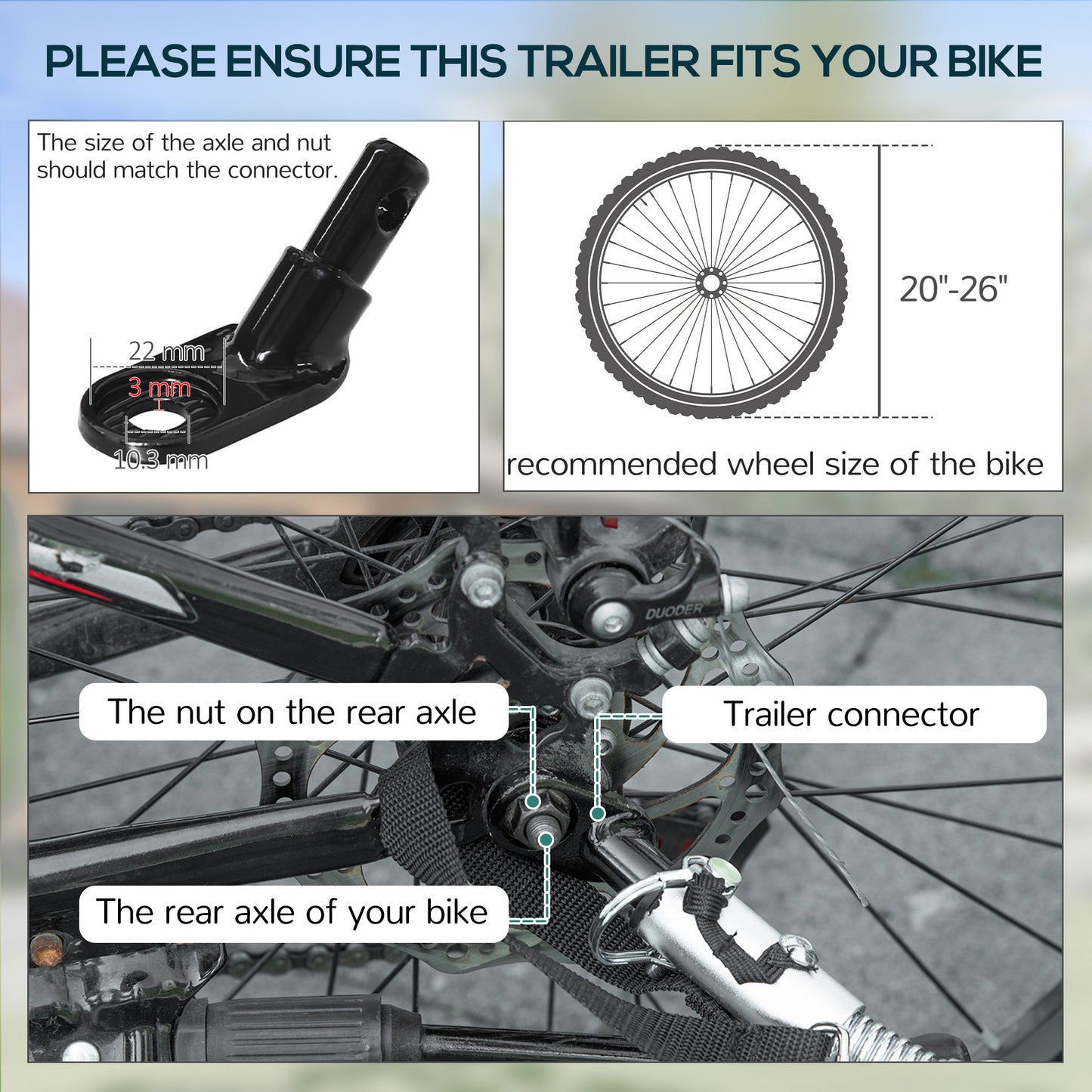 Black bicycle trailer hitch connector with dimensions mm mm mm