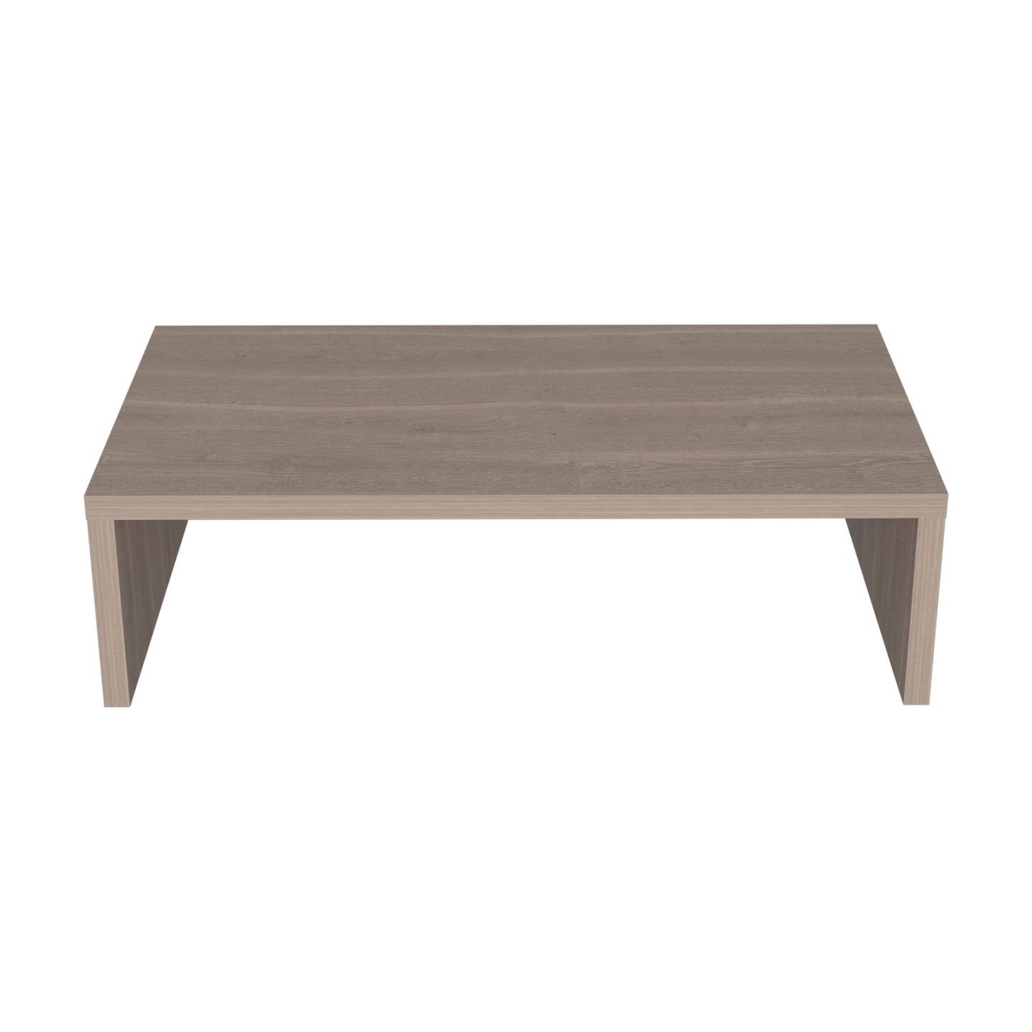 Minimalist grey wood monitor stand with a simple modern design