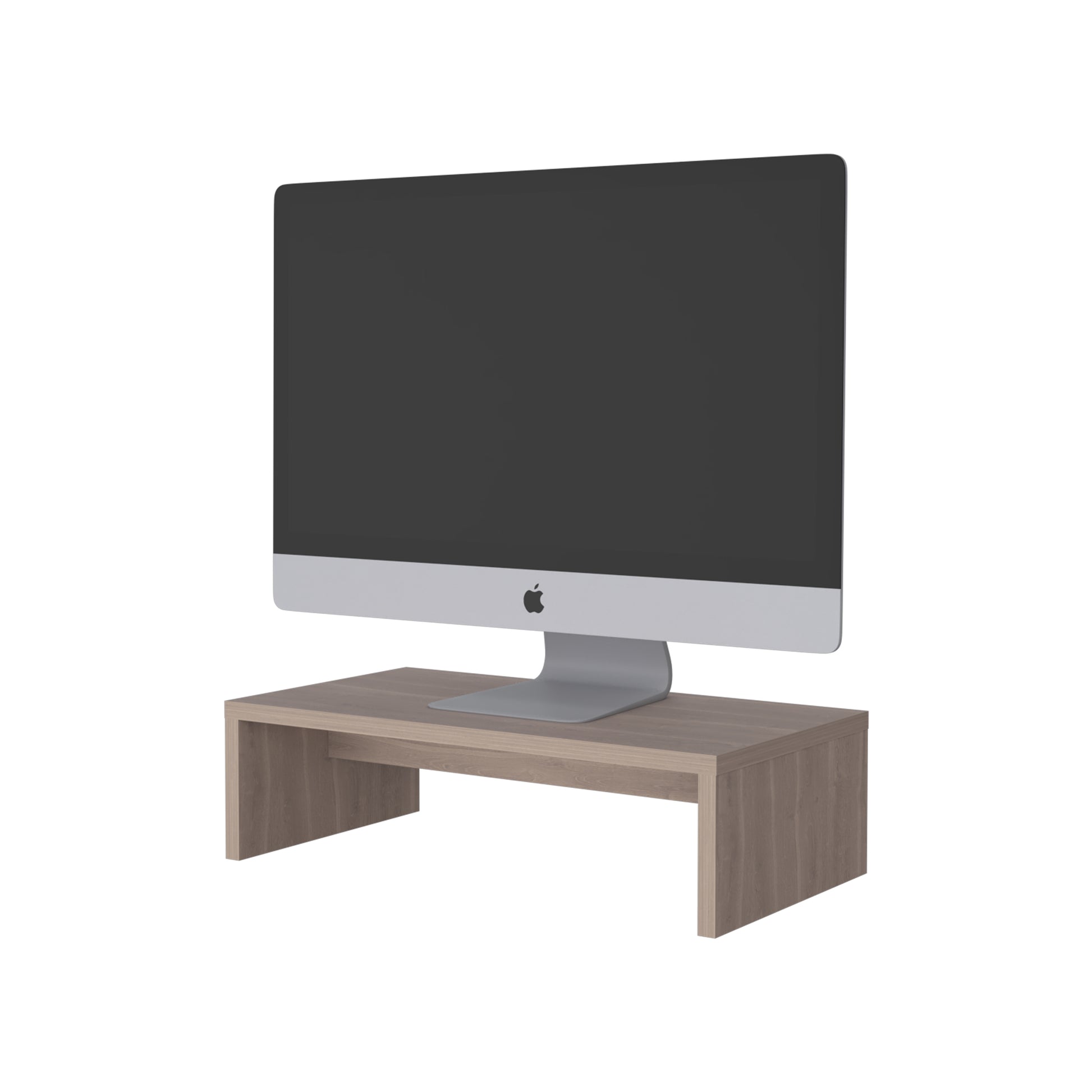 Modern wooden monitor stand in light oak finish elevating desktop setups