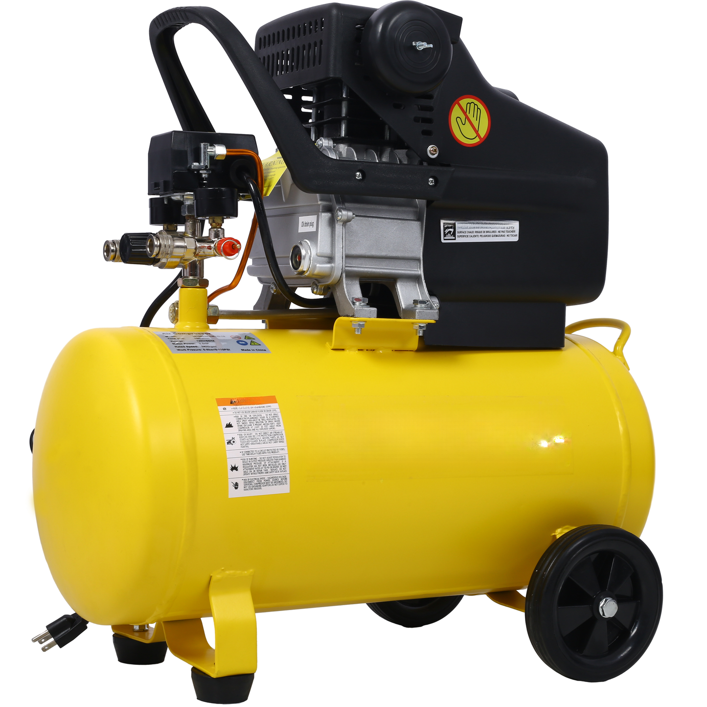 Yellow portable air compressor with black accents ideal for home garage use