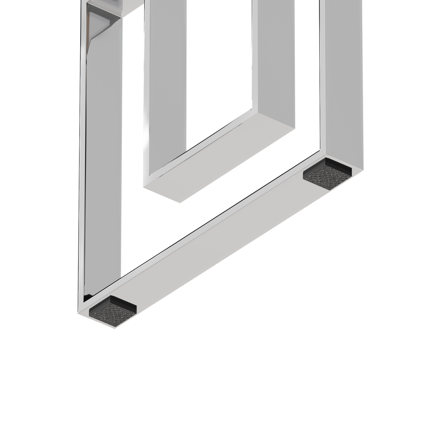 Sleek chrome square showerhead with textured black base