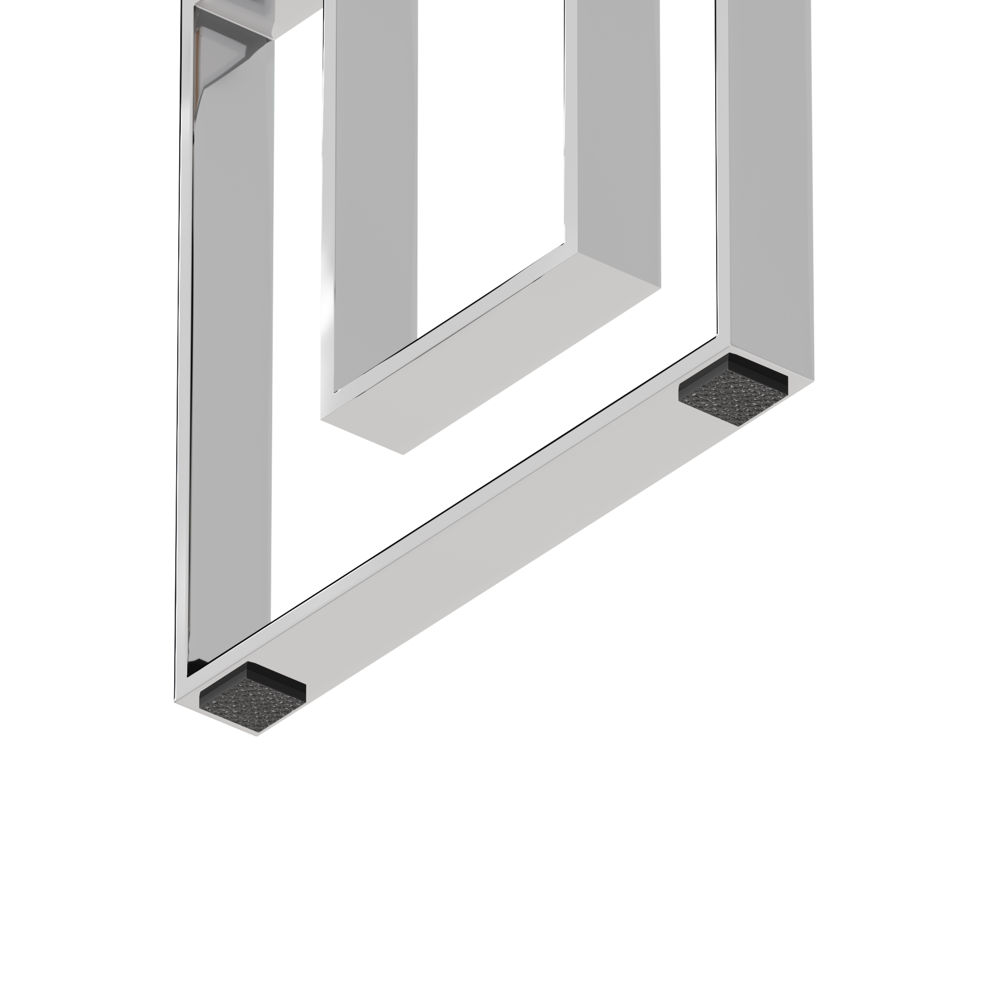 Sleek chrome square showerhead with textured black base